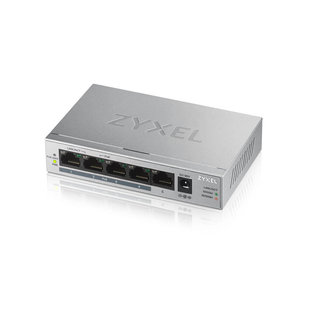 Zyxel 5port 60w 4port PoE GS-1005HP GIGABIT Yönetilemez Switch DesktopZyxelSwitchB06976