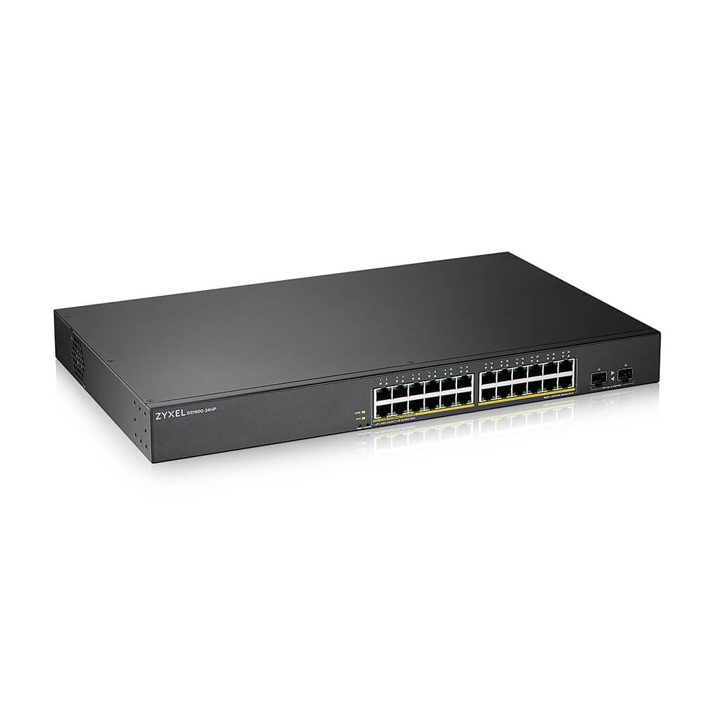 ZyXEL GS1900-24HP V2, 24 Port, GigaBit, 24 Port PoE 170W, +2Port GigaBit SFP, Yönetilebilir, Rackmount Switch