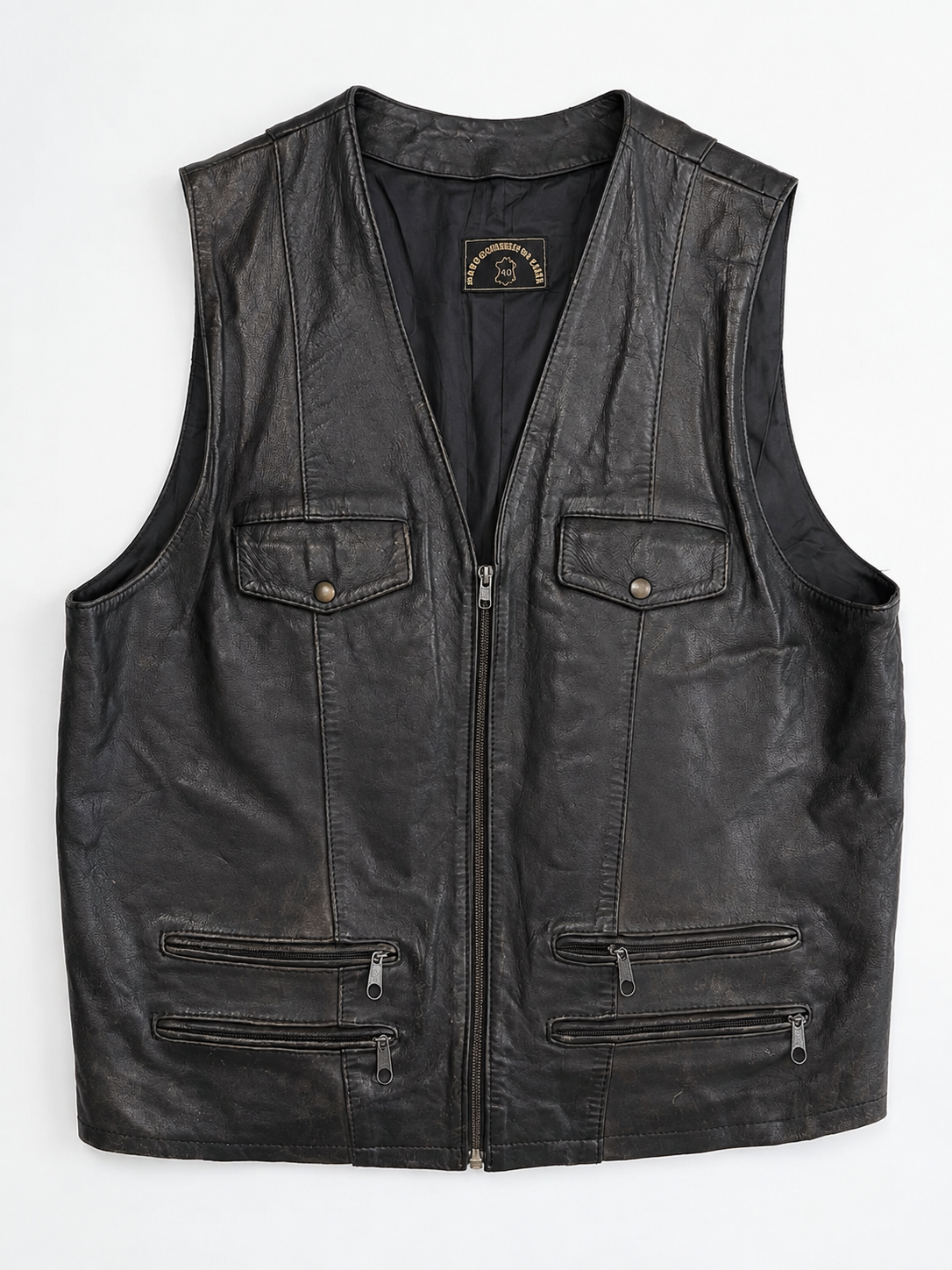 1980s Biker Deri Yelek
