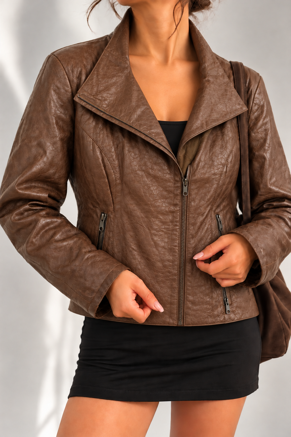1980s Brown Biker Deri Ceket