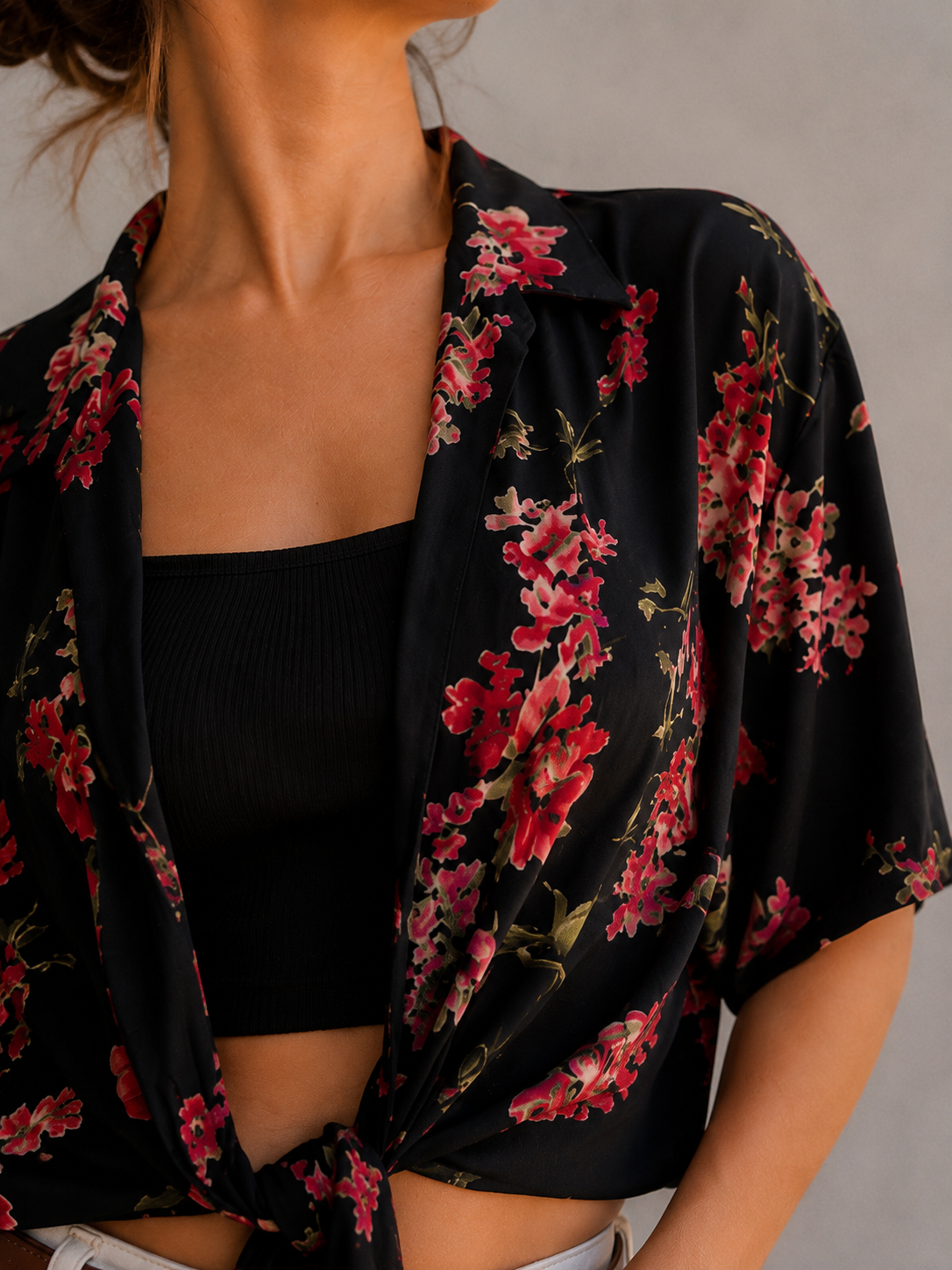 1980s Francesca Çiçek Desenli Kimono/Gömlek