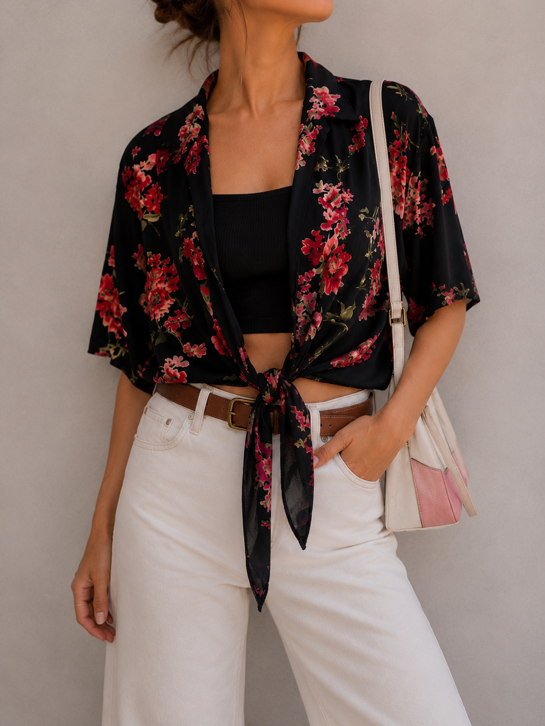 1980s Francesca Çiçek Desenli Kimono/Gömlek