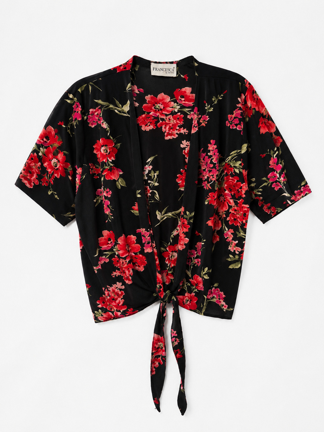 1980s Francesca Çiçek Desenli Kimono/Gömlek