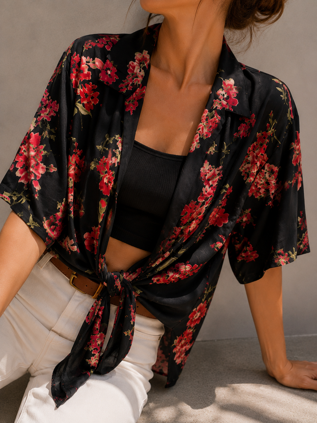 1980s Francesca Çiçek Desenli Kimono/Gömlek