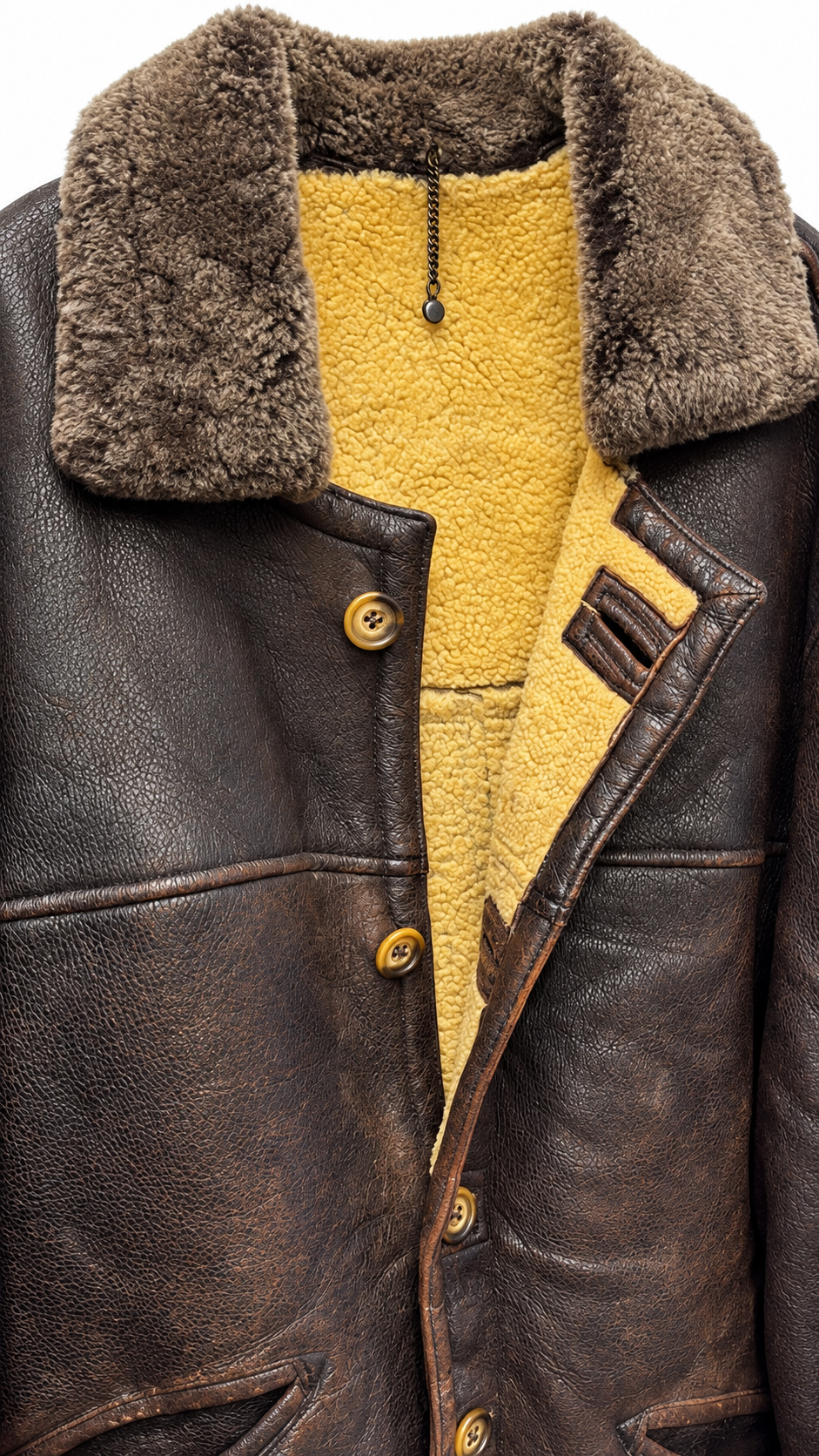 1980s İçi Kürklü Shearling Kaban/Deri Ceket