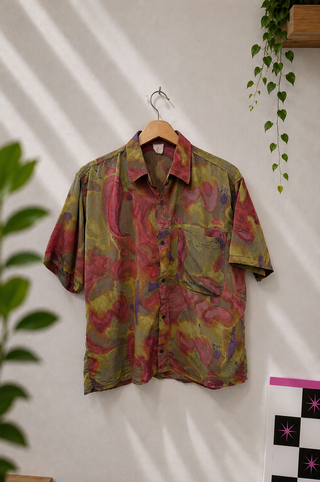 1990s Batik Desenli Oversize Gömlek