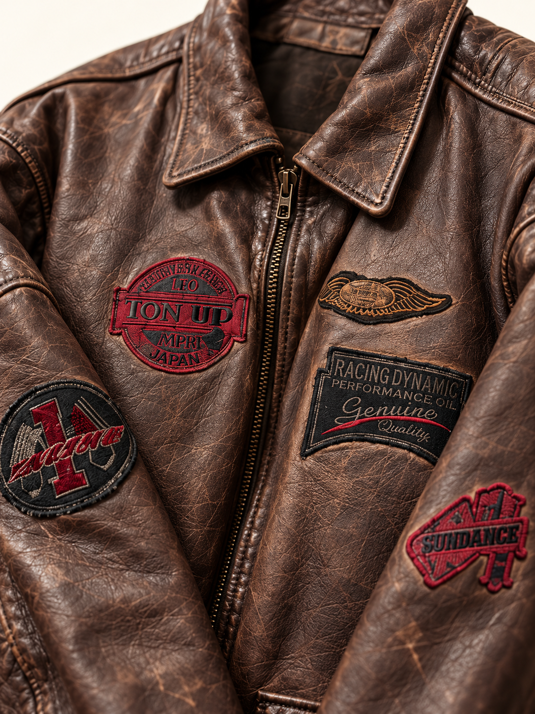 1990s Eskitme Patches Pilot Deri Ceket