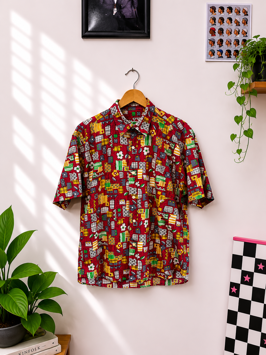 1990s Figürlü Oversize Gömlek