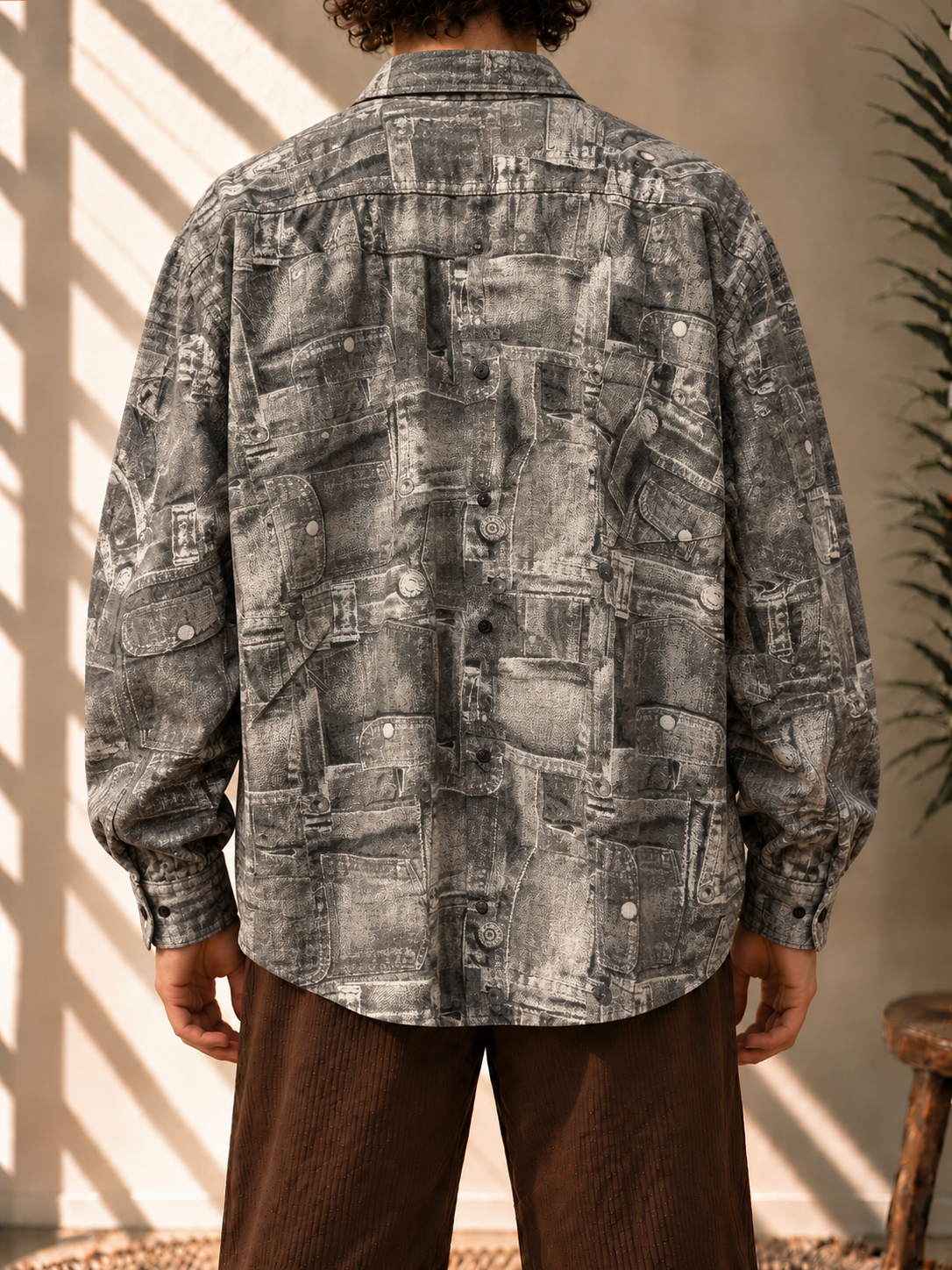 1990s Loeil Denim Print Gömlek