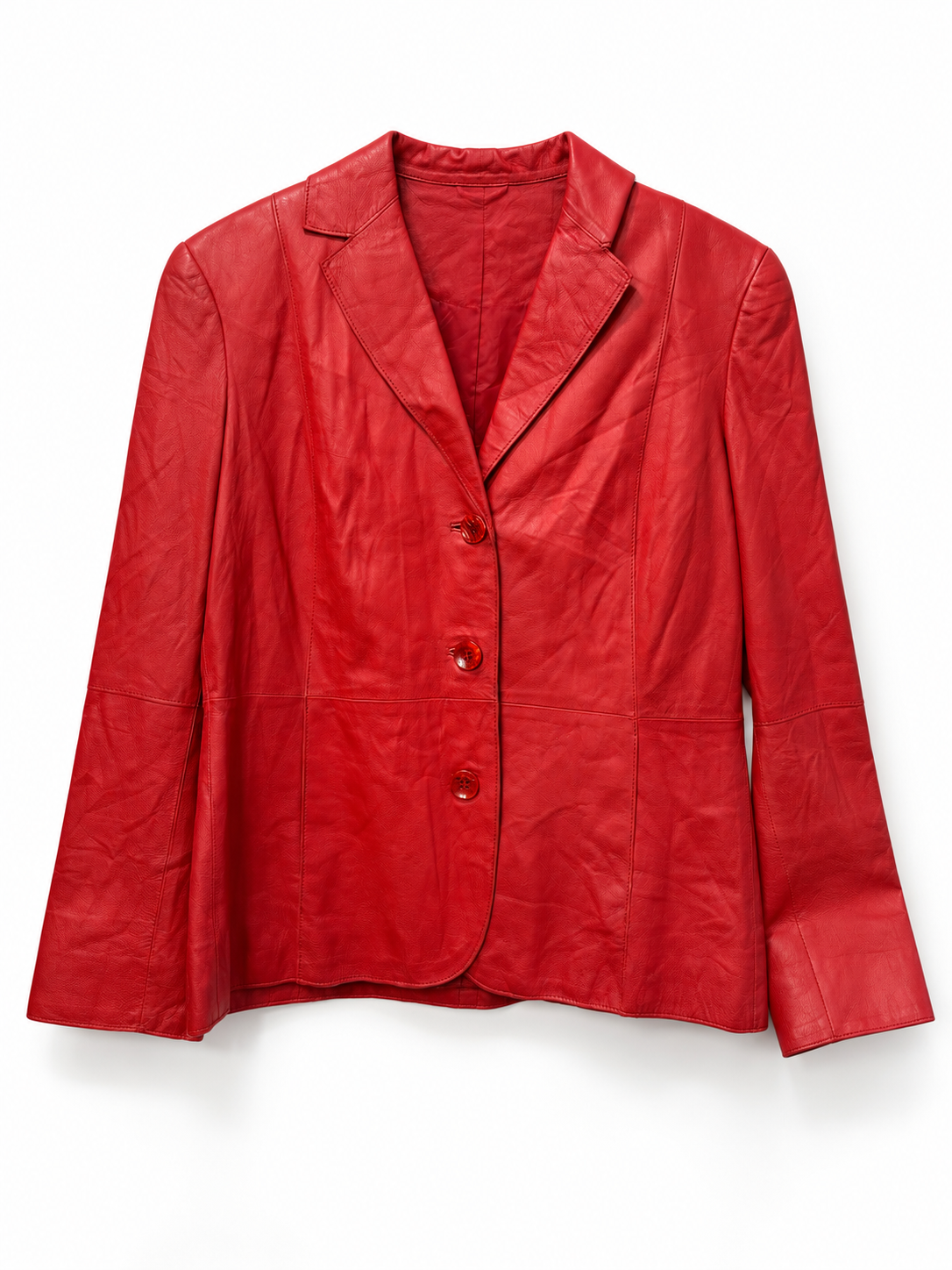 1990s Red Three-Button Blazer Deri Ceket