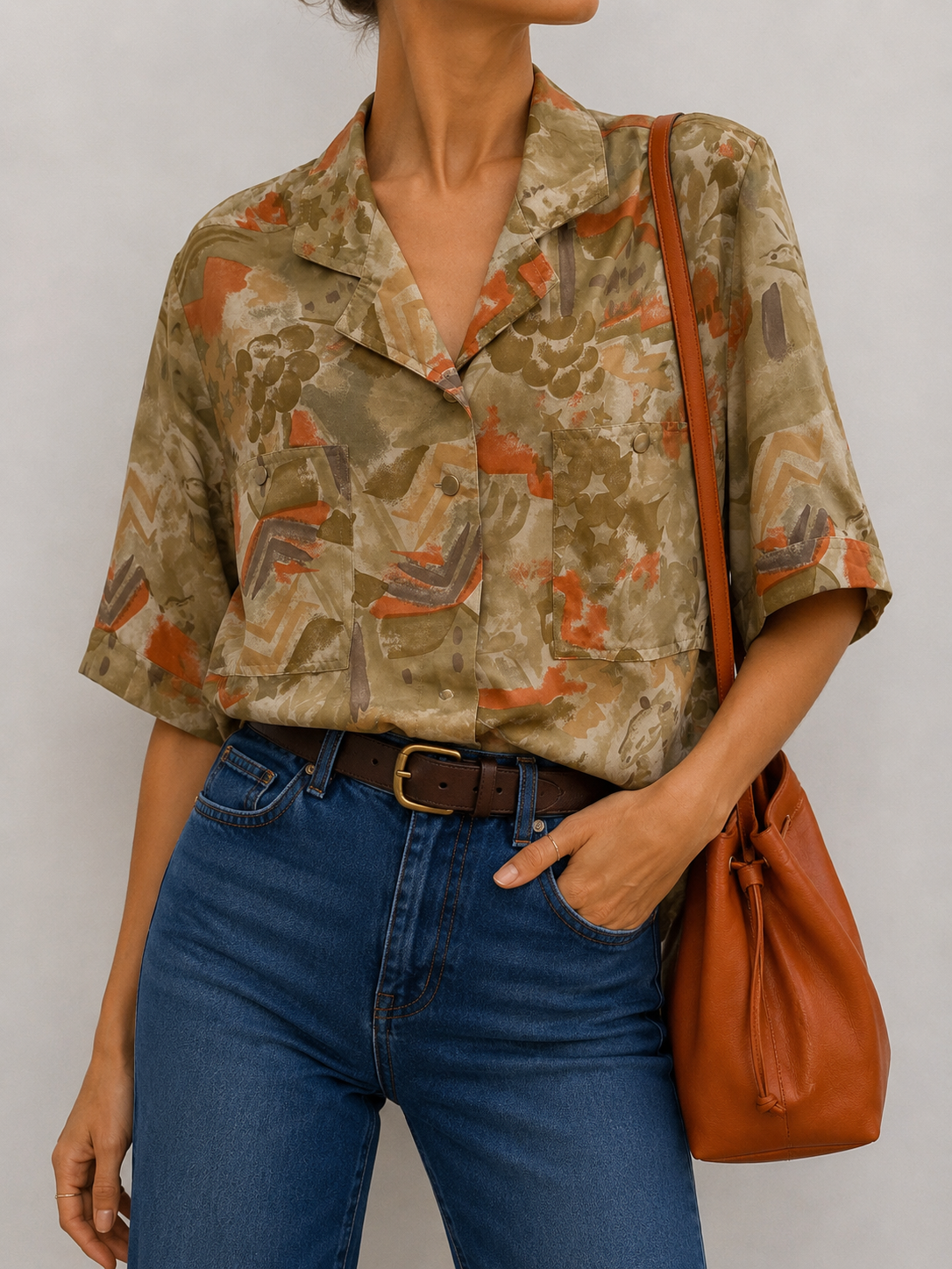 1990s Safari/Aloha Çift Cepli Gömlek