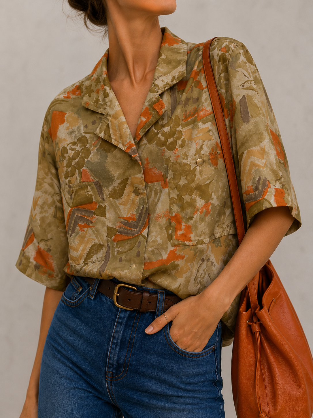1990s Safari/Aloha Çift Cepli Gömlek