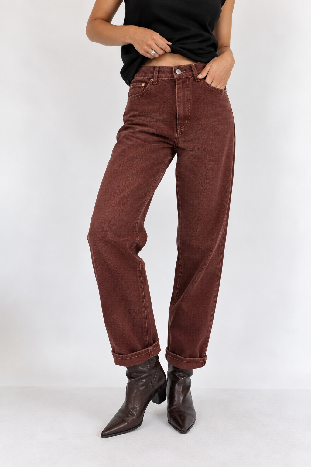 1990s Terracotta Kiremit Renk Jean Pantolon