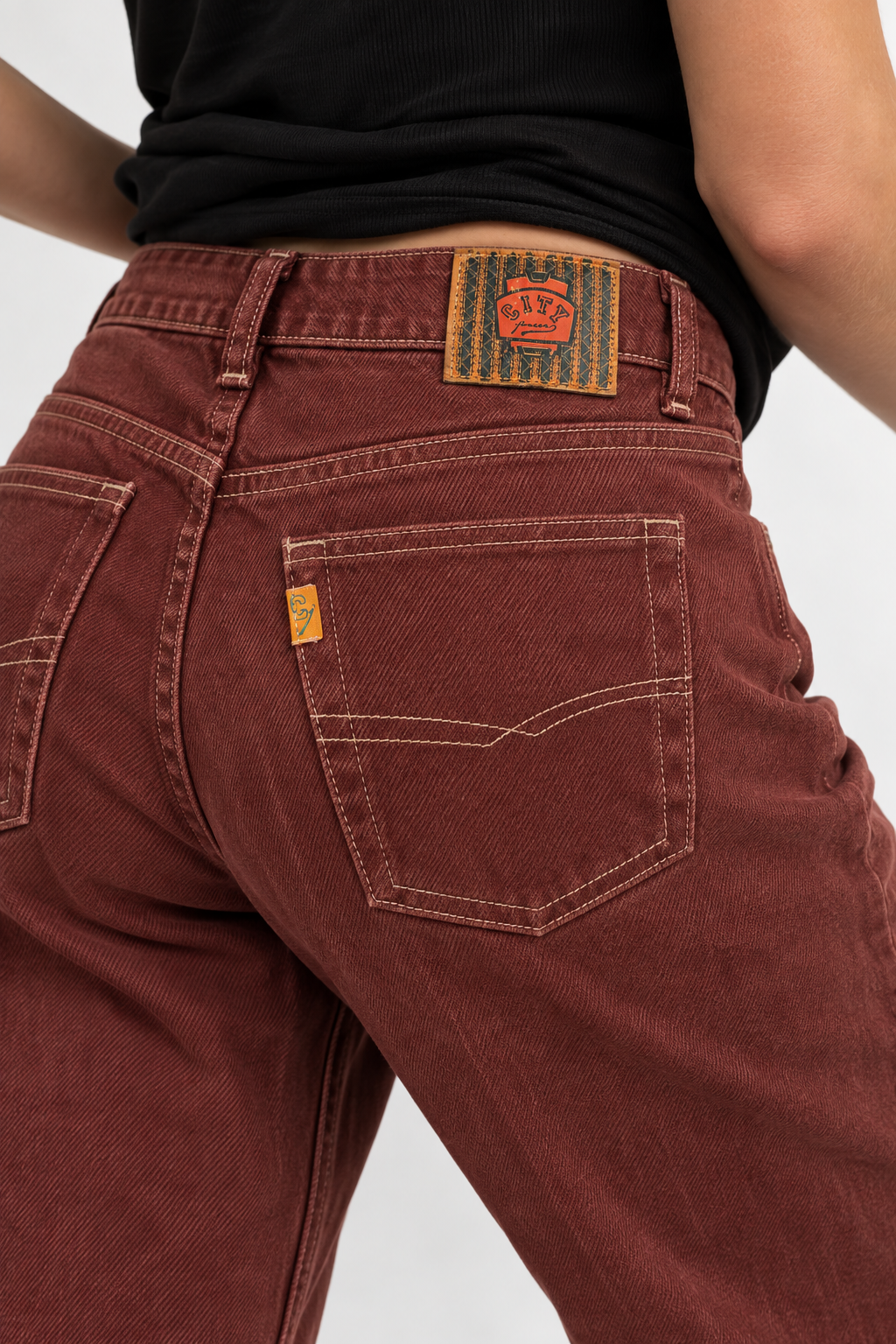 1990s Terracotta Kiremit Renk Jean Pantolon