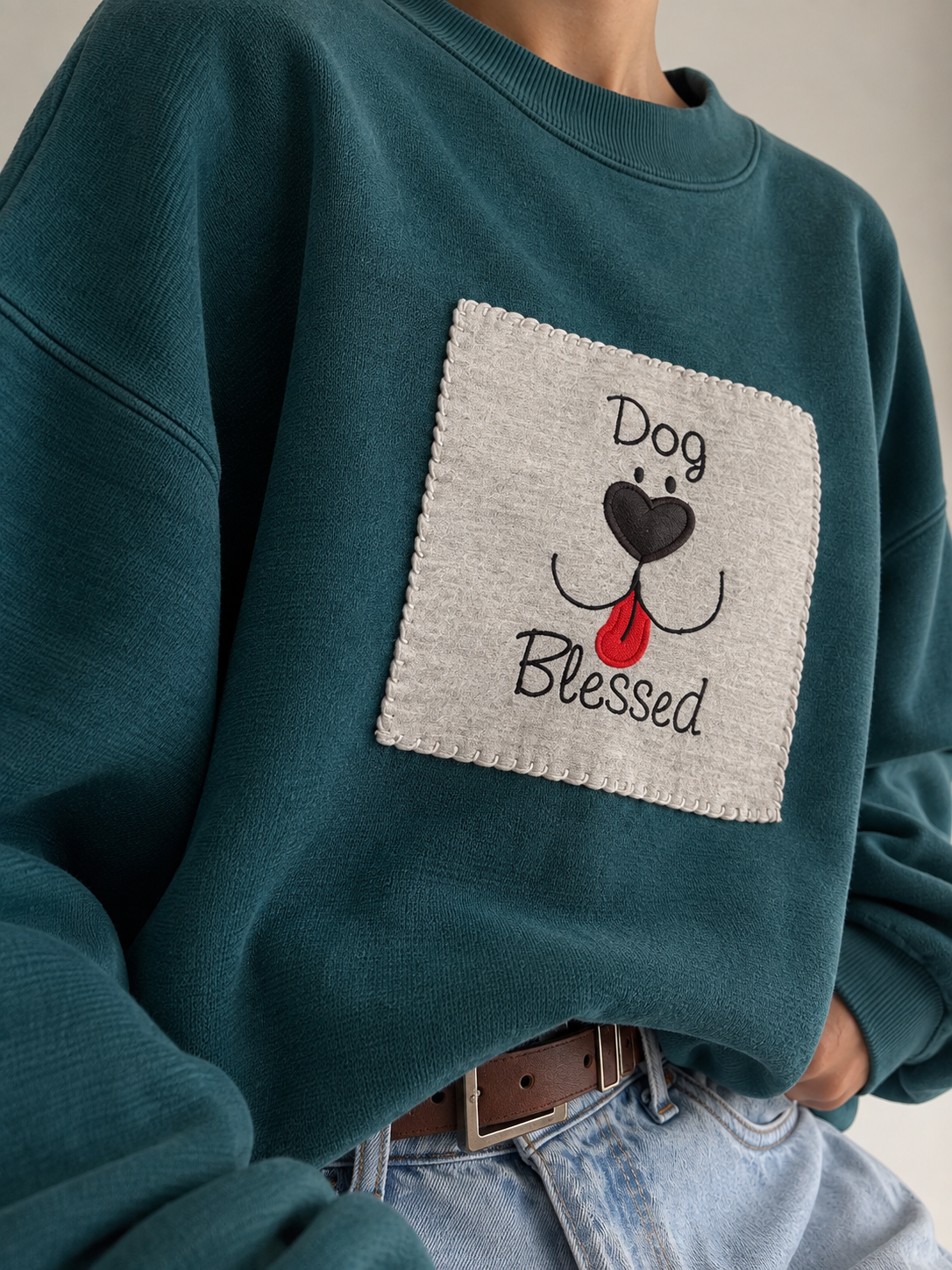 2000s Dog Blessed Oversize Sweatshirt