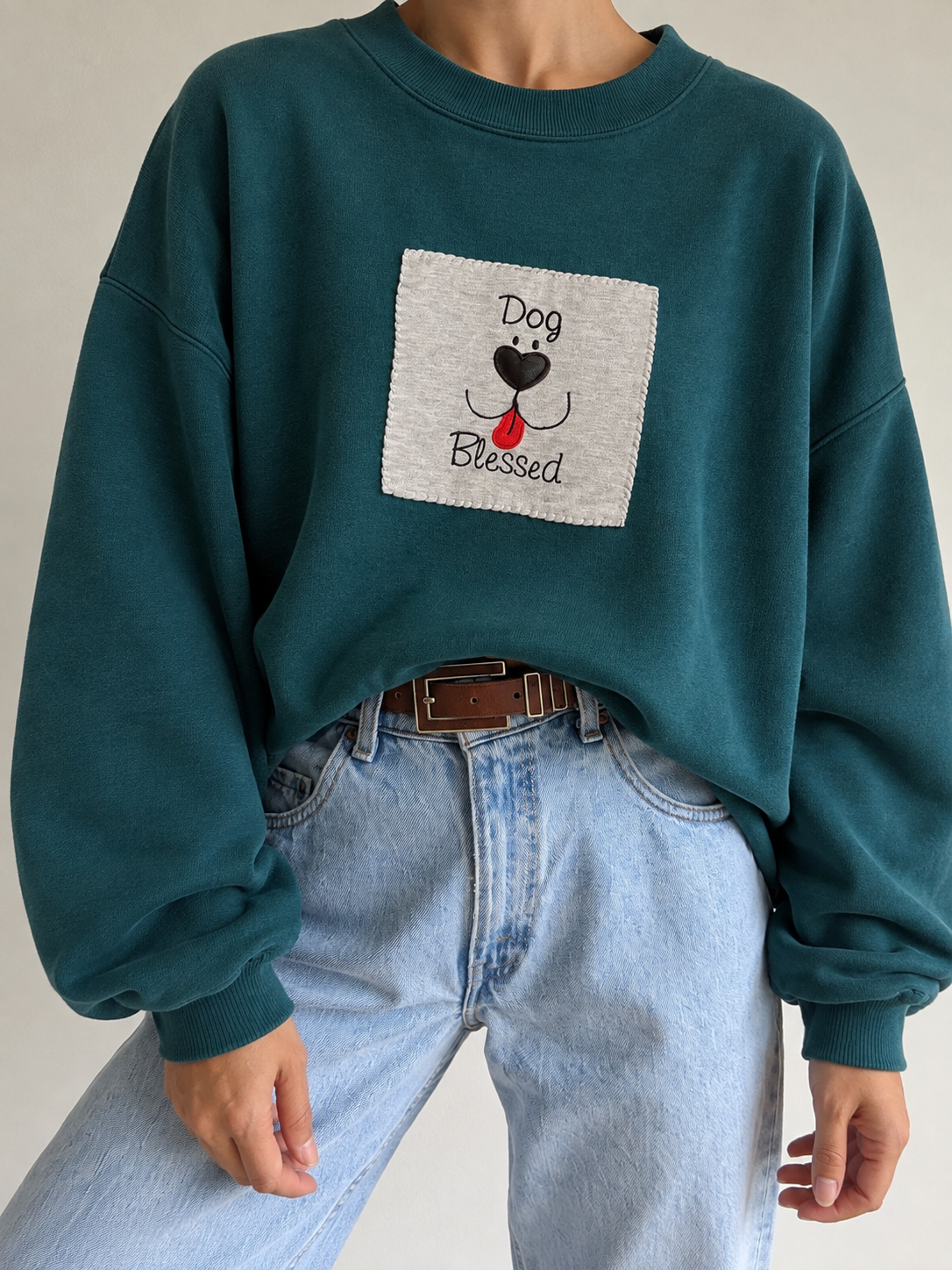 2000s Dog Blessed Oversize Sweatshirt