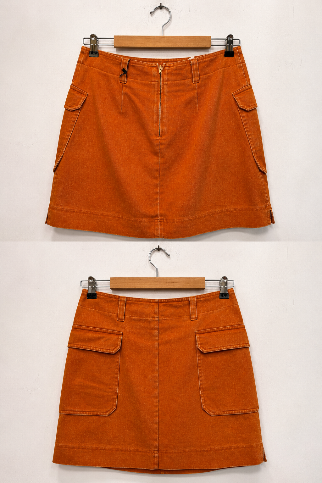 2000s Orange Denim Mini Etek