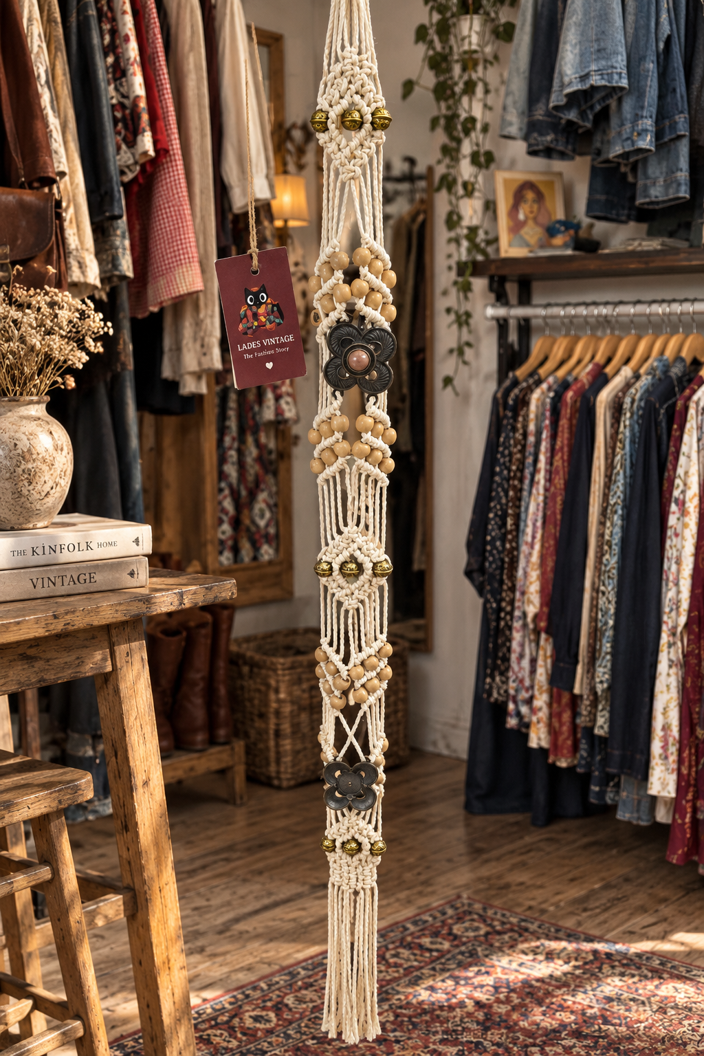 70/80s Ahşap Boncuklu Boho Kemer