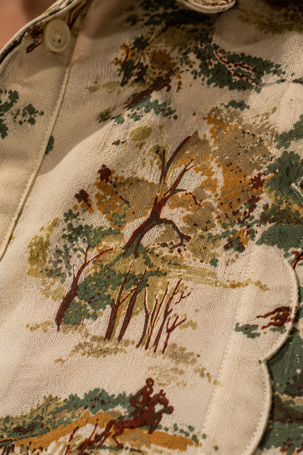 70s Fırfır/Toile de Jouy Tarz Gömlek
