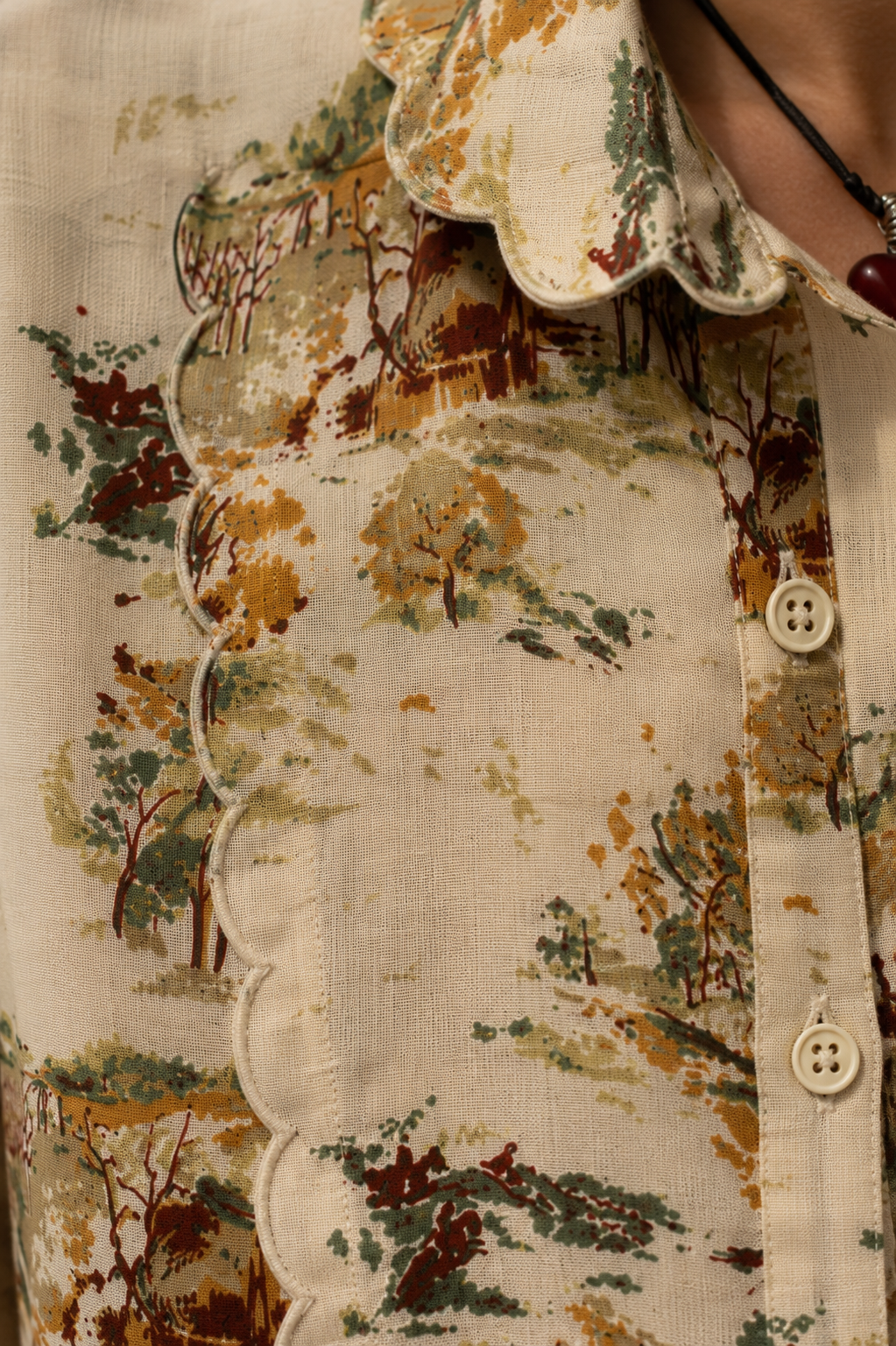 70s Fırfır/Toile de Jouy Tarz Gömlek