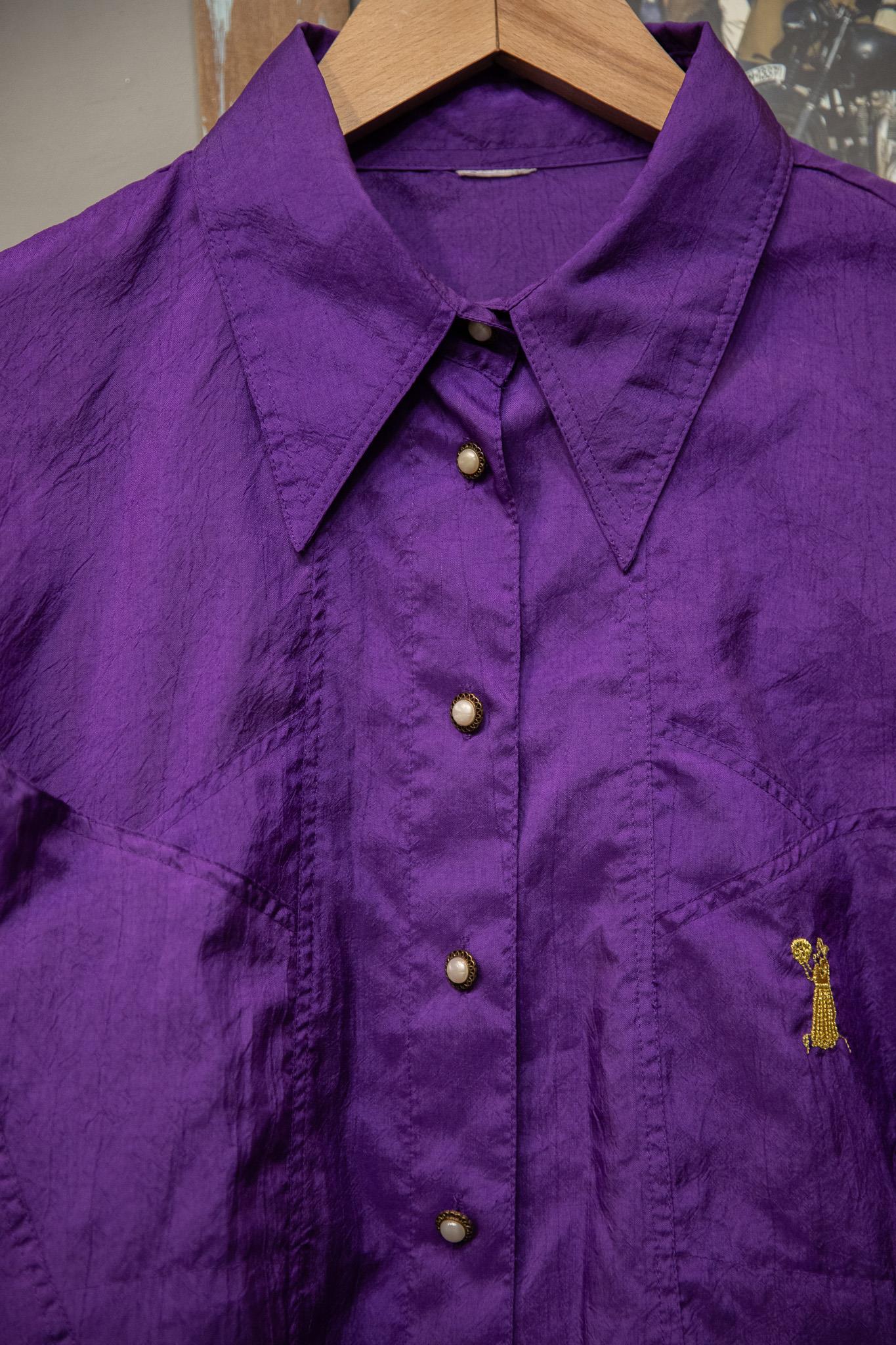 70s France Purple Tasarım Kadın Gömlek