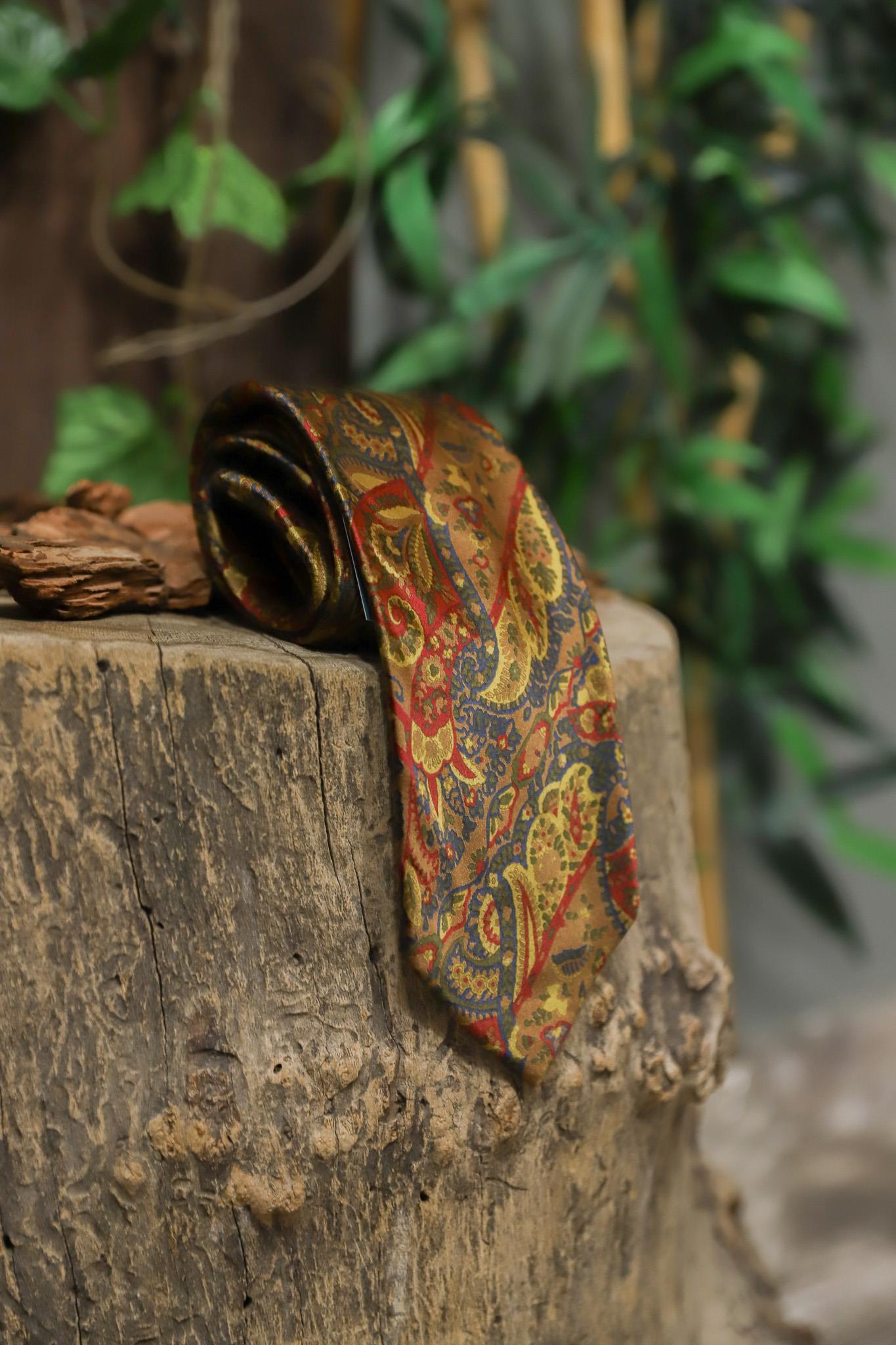 70s Mustard Saf İpek Kravat