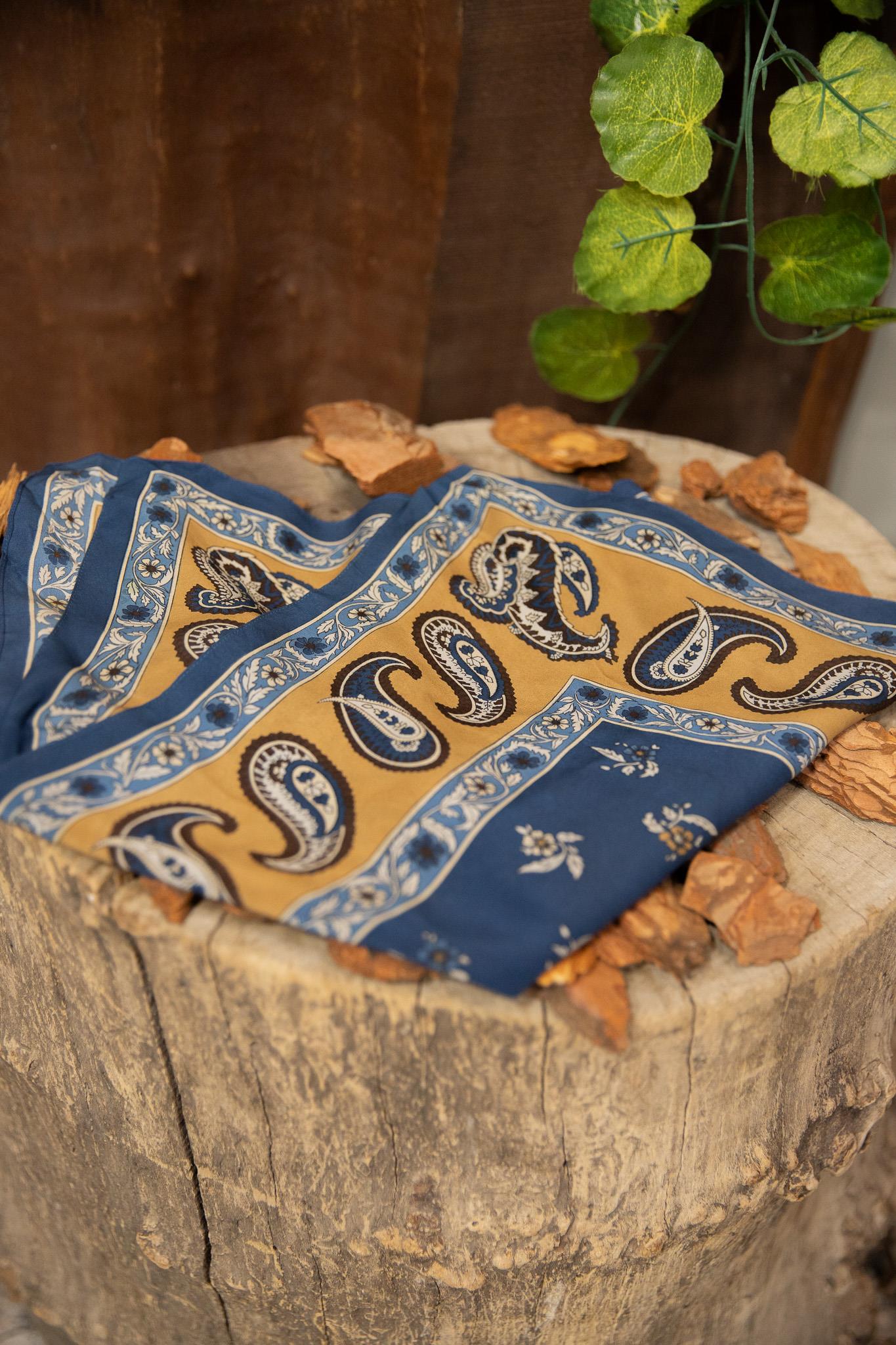 70s Navy Classic Silk Fular