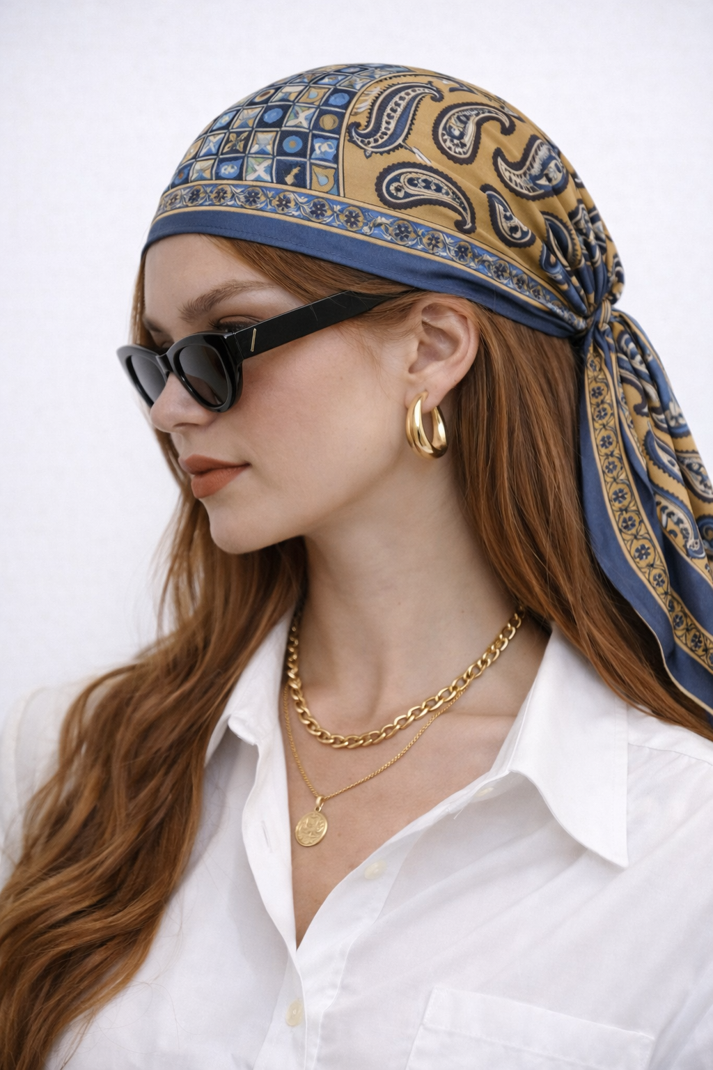 70s Navy Classic Silk Fular