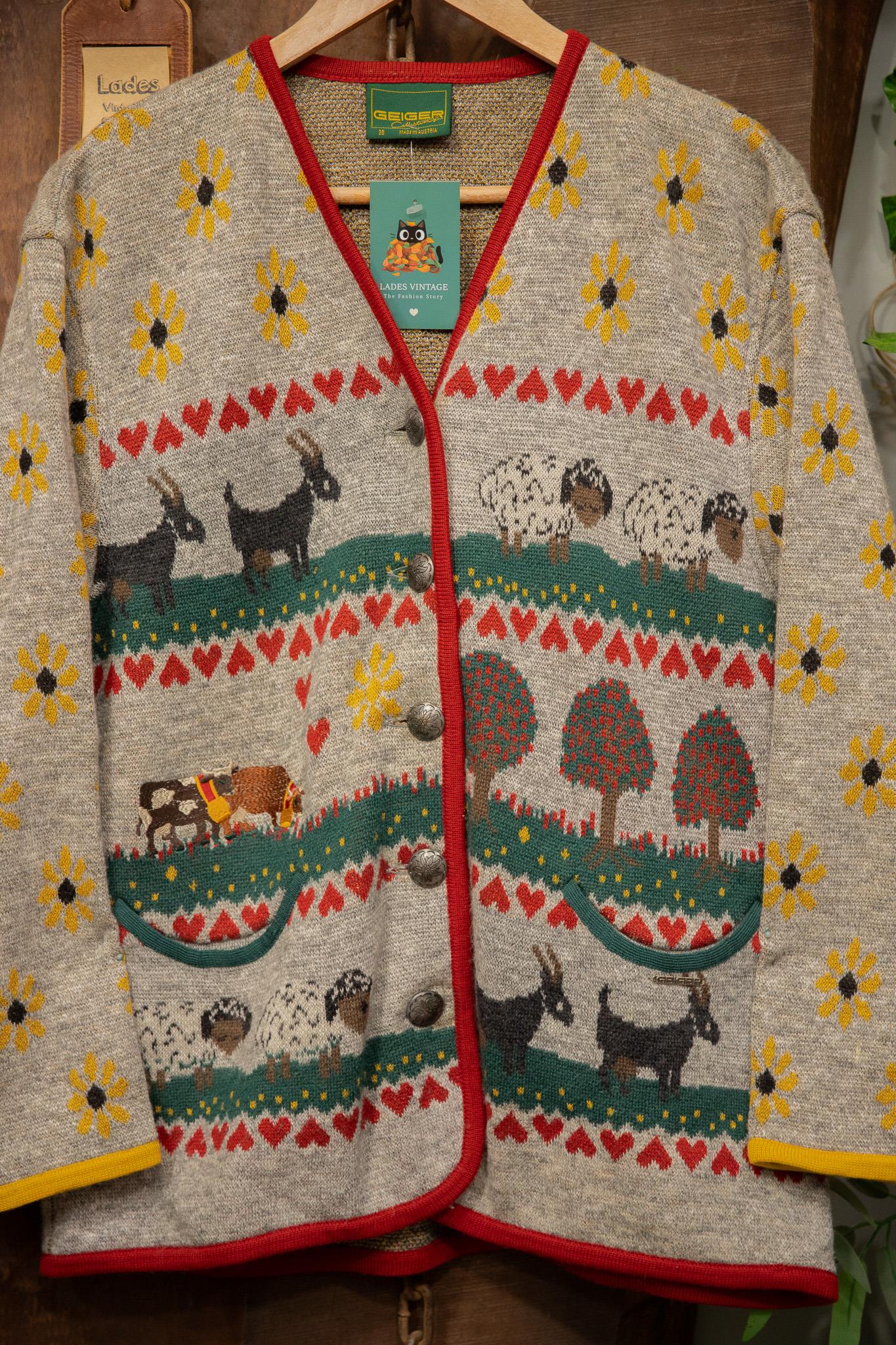 80s Animal Wool Ceket/Hırka