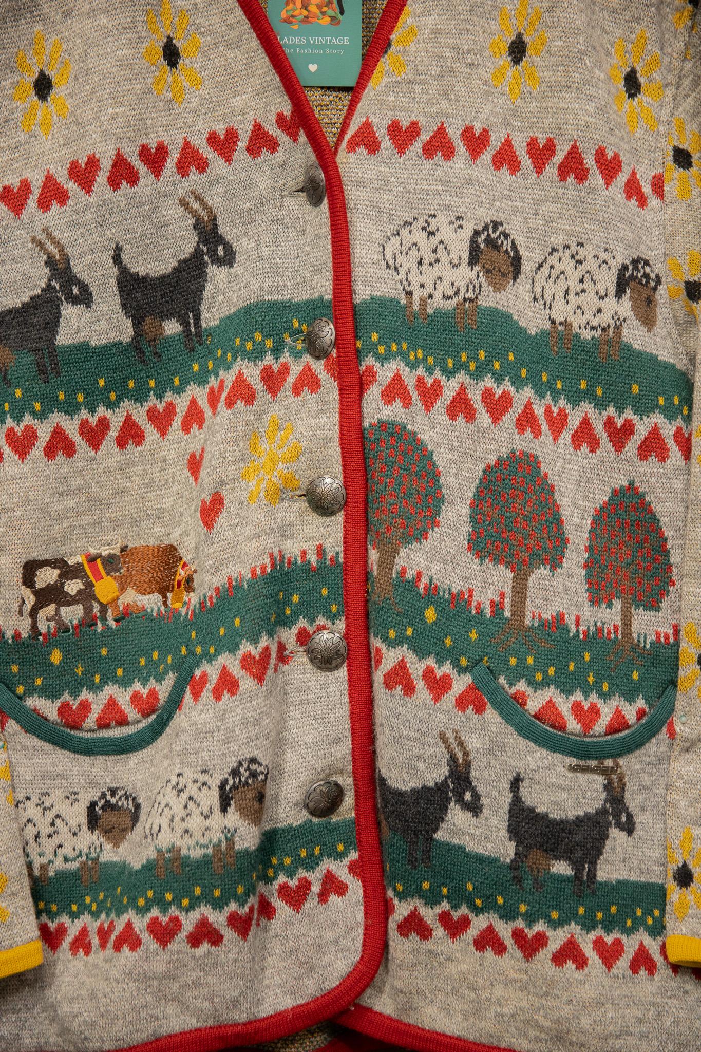 80s Animal Wool Ceket/Hırka