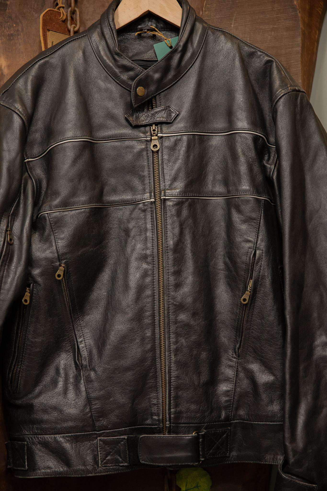 80s Black Biker Moto Deri Ceket