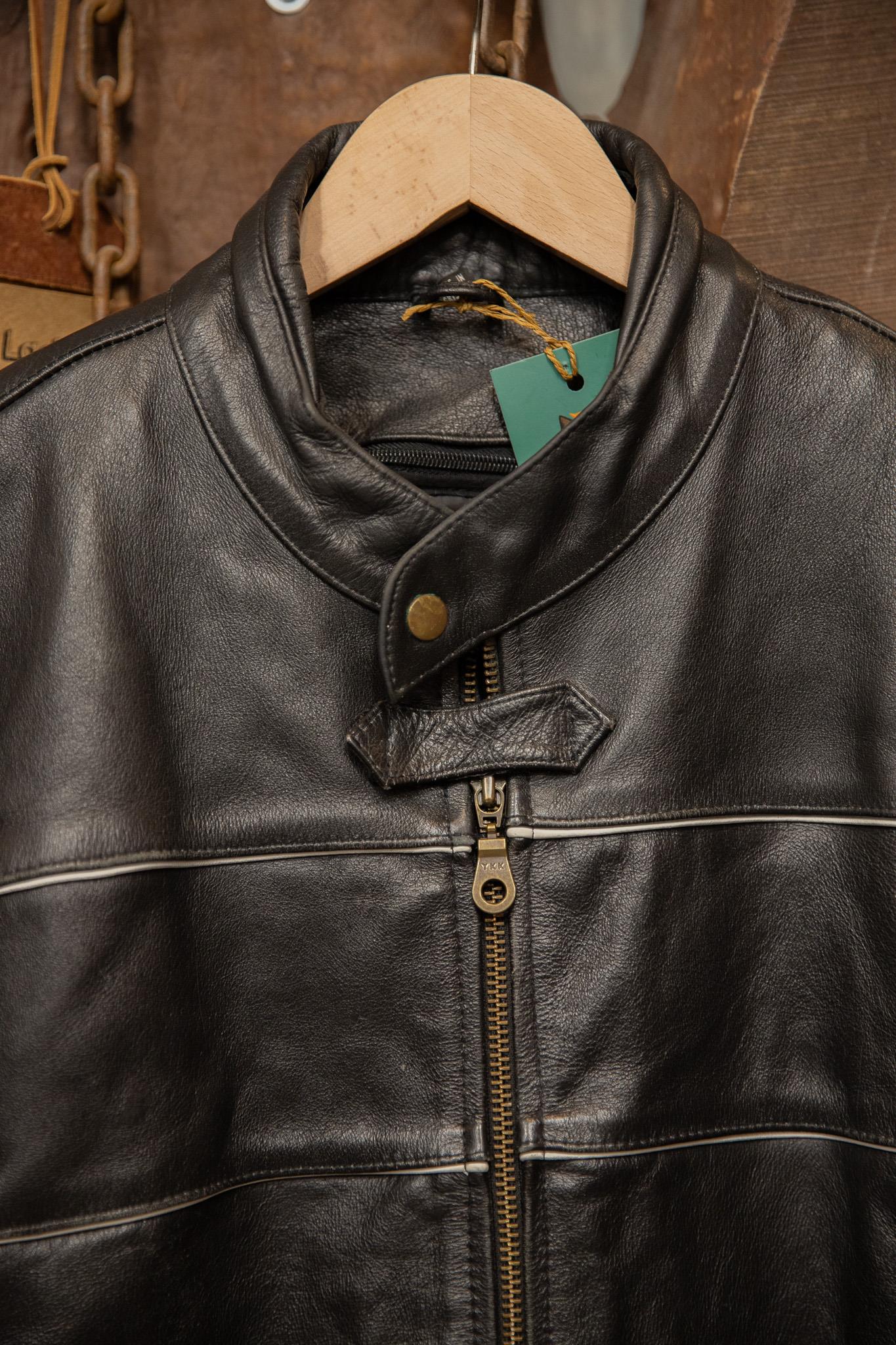 80s Black Biker Moto Deri Ceket