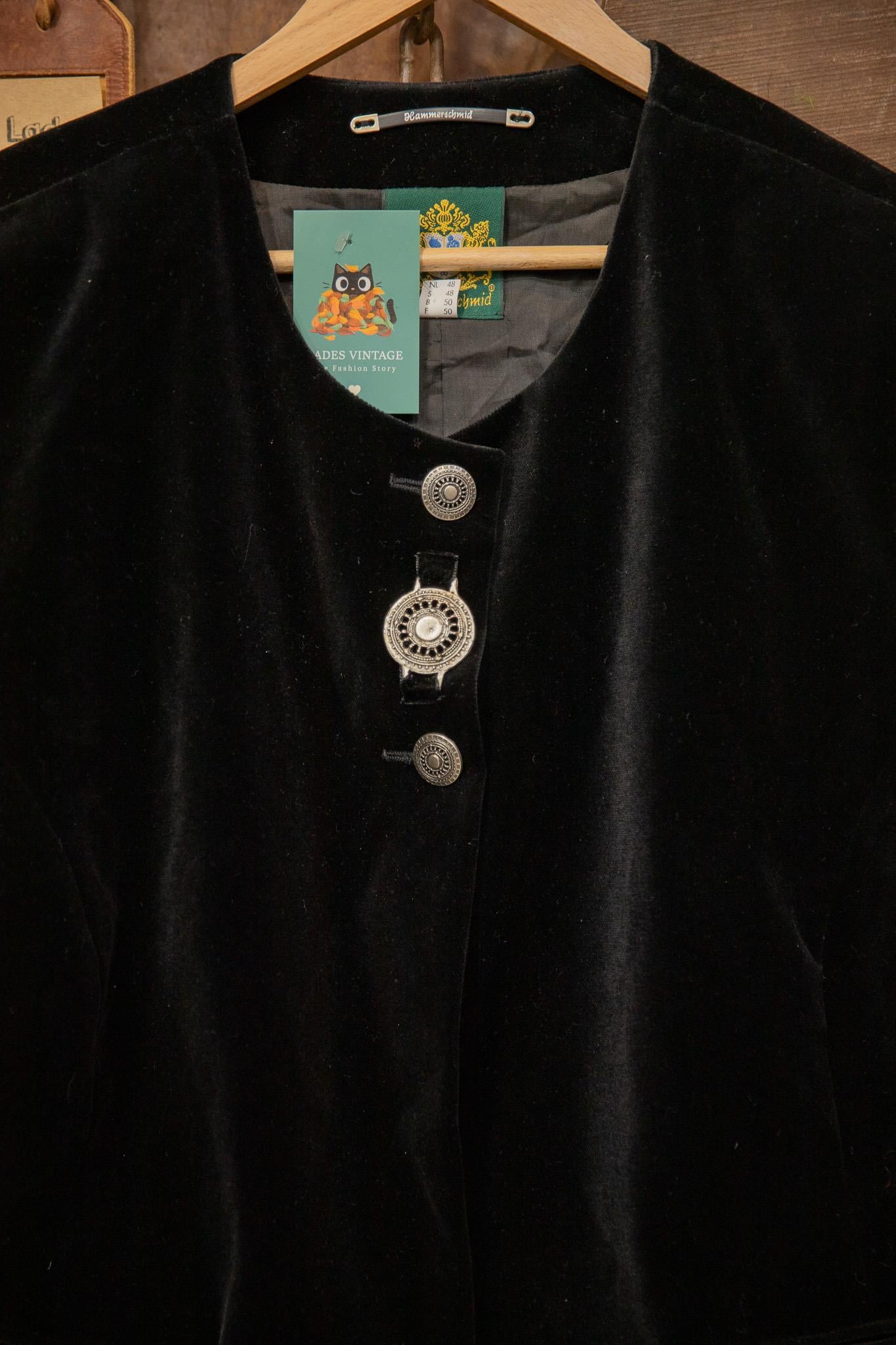 80s Black Velvet Crop Kadife Ceket
