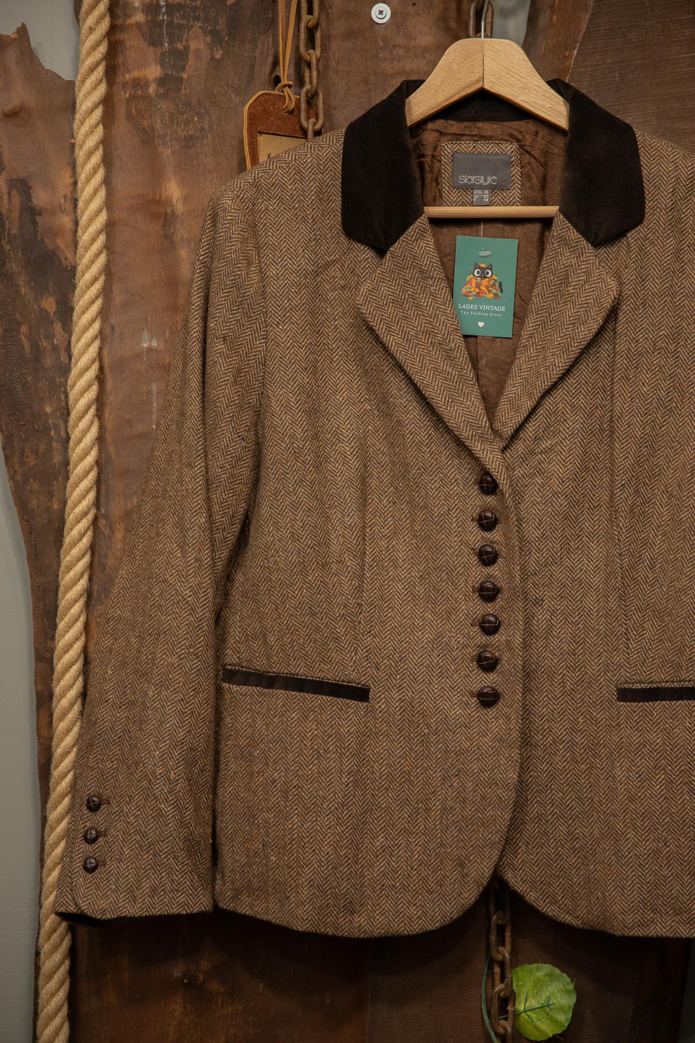 80s Brown Tweed Blazer Wool Ceket
