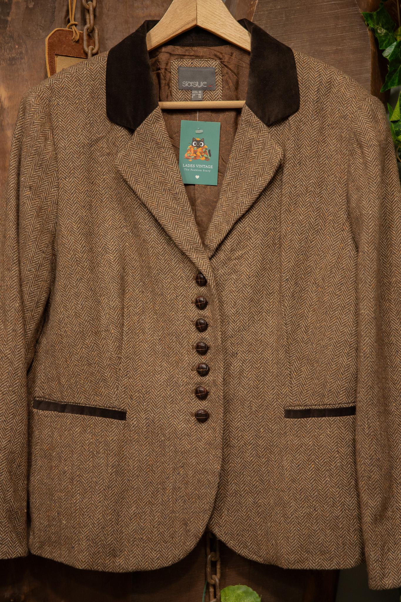 80s Brown Tweed Blazer Wool Ceket