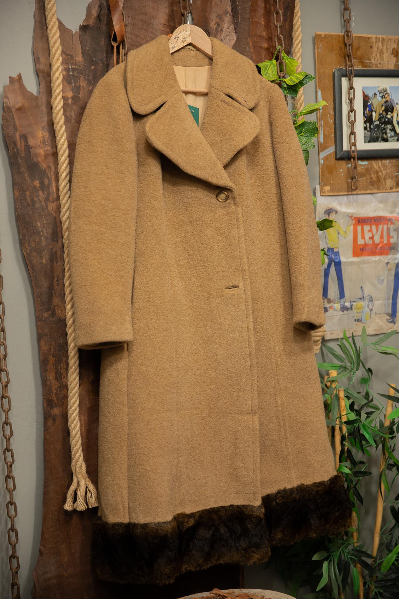 80s Camel Wool Kürk Kaban