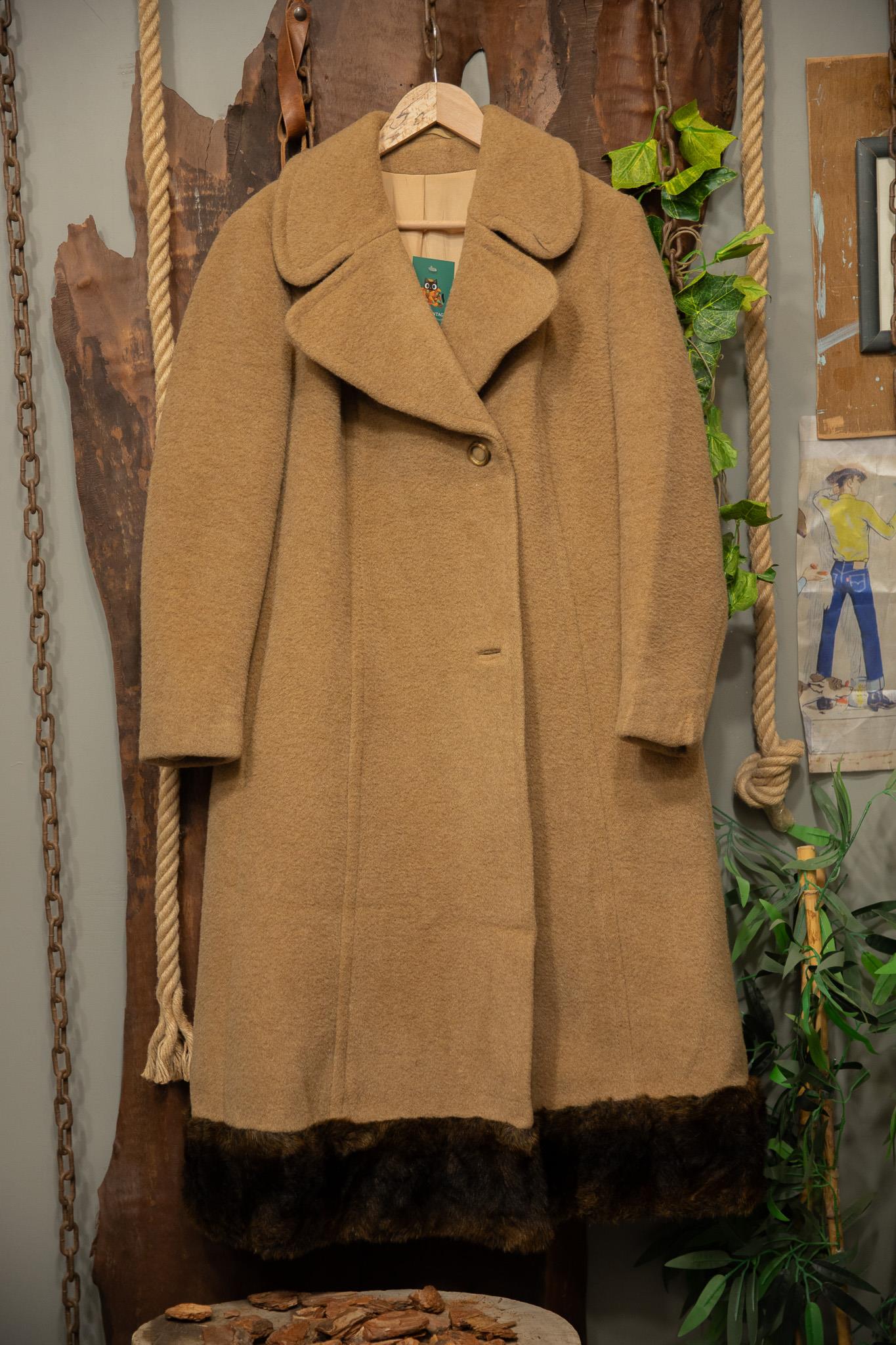 80s Camel Wool Kürk Kaban