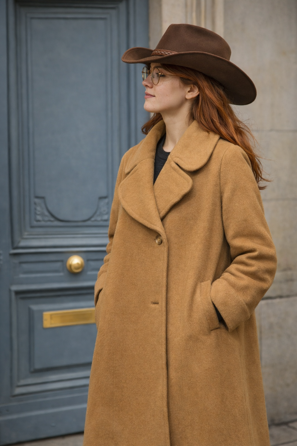 80s Camel Wool Kürk Kaban