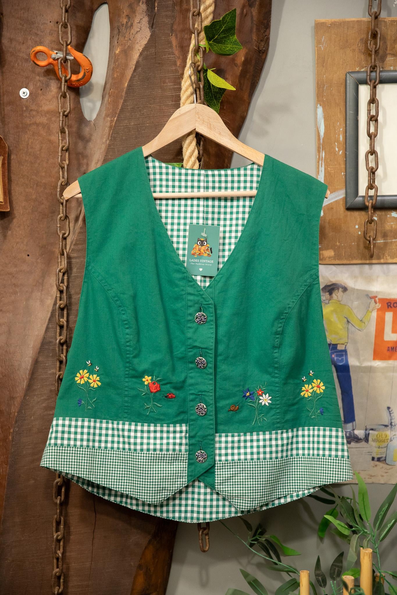 80s Flower Nakışlı Yelek
