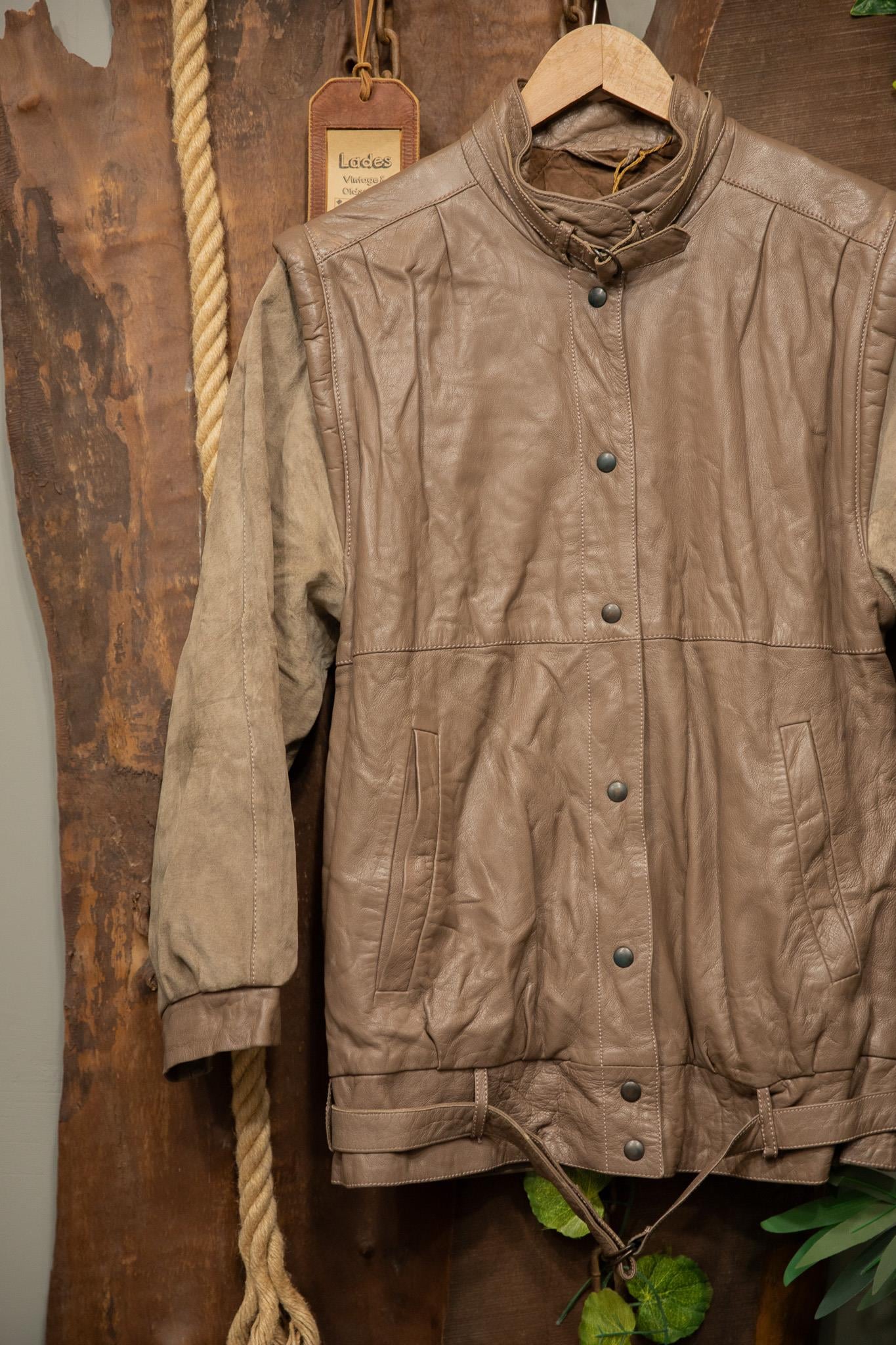 80s Grey Classic Deri Ceket