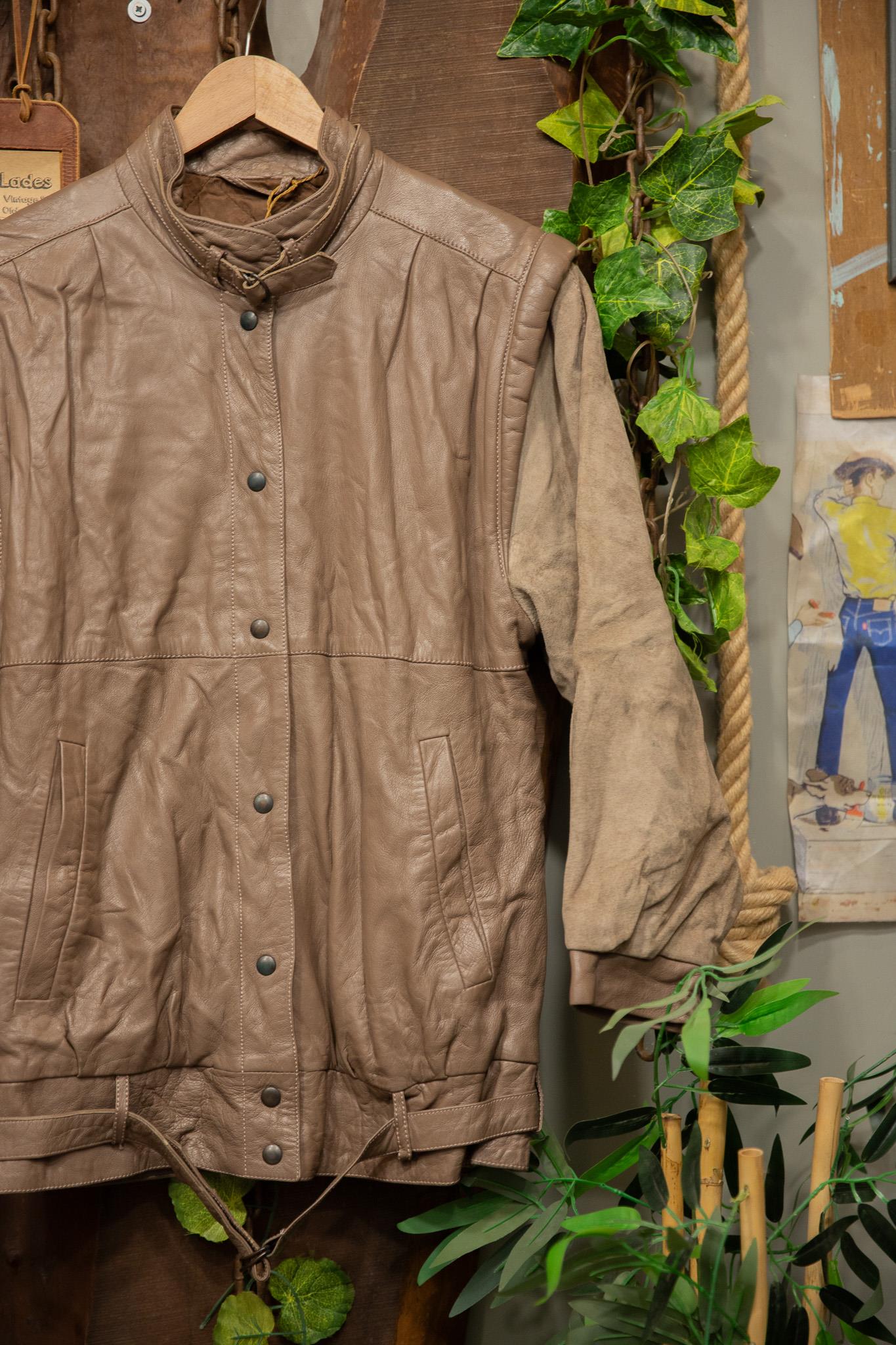 80s Grey Classic Deri Ceket