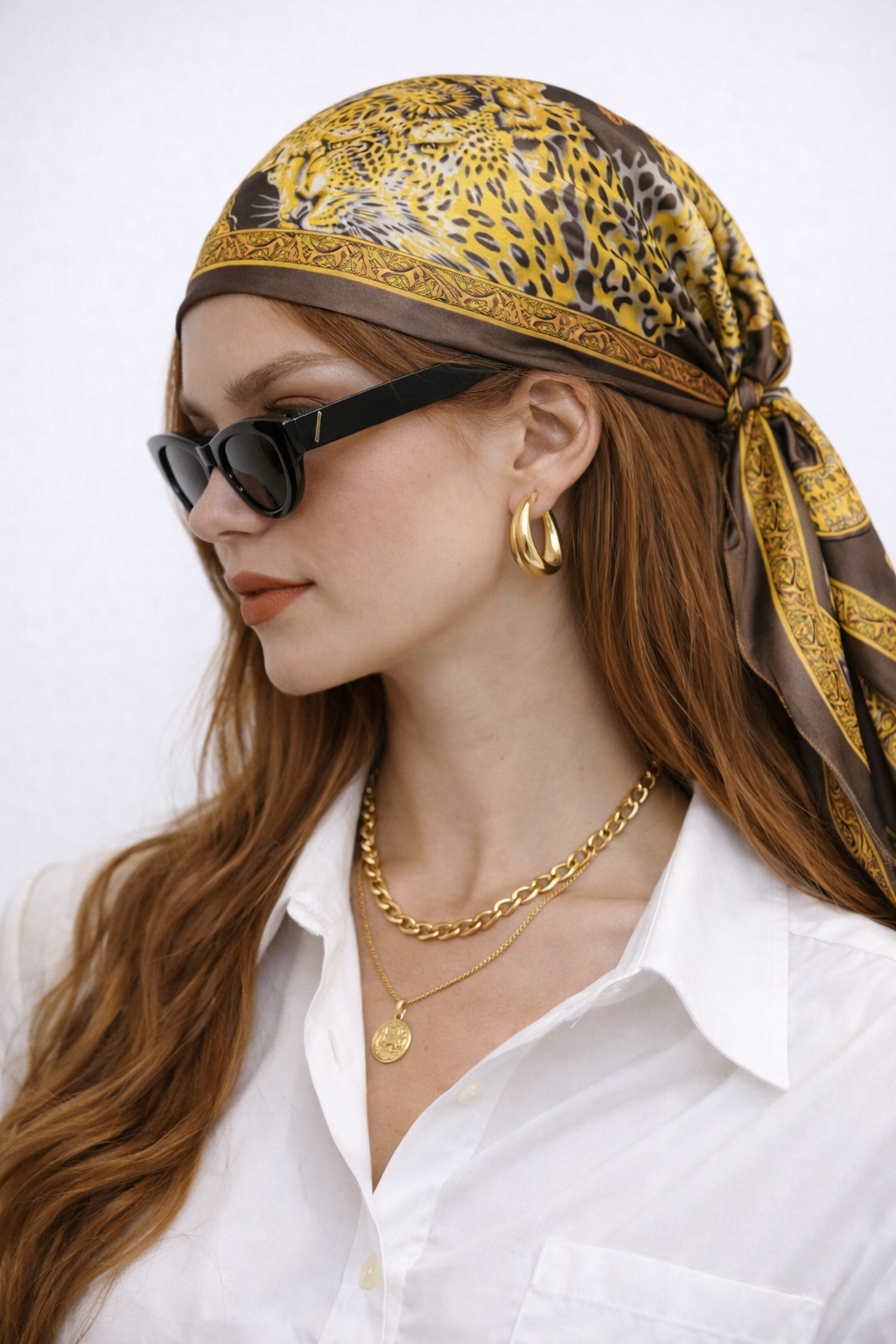 80s Leopard Silk Fular