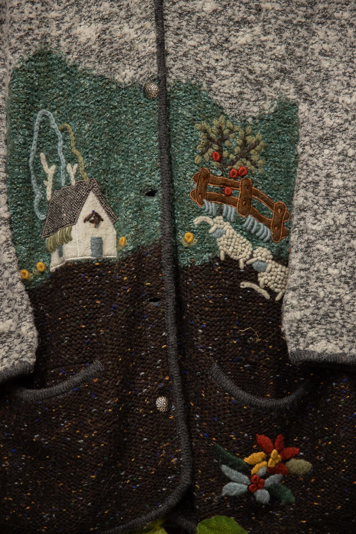 80s Long Folk Nakışlı Vest Hırka/Ceket