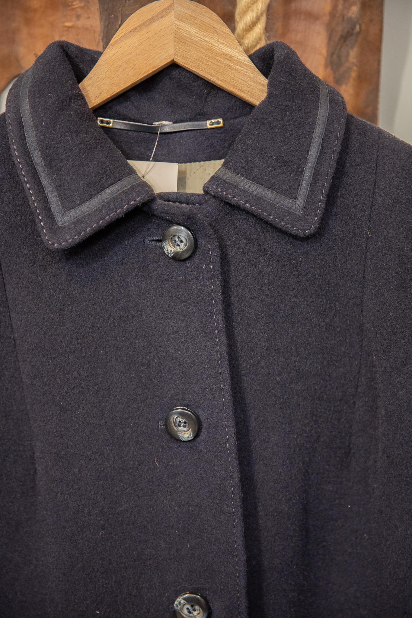 80s Navy Wool Oversize Kaşe Kaban