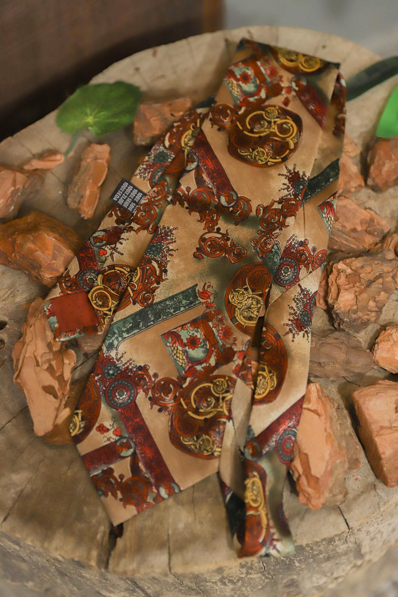 80s Ornate Barok İpek Kravat