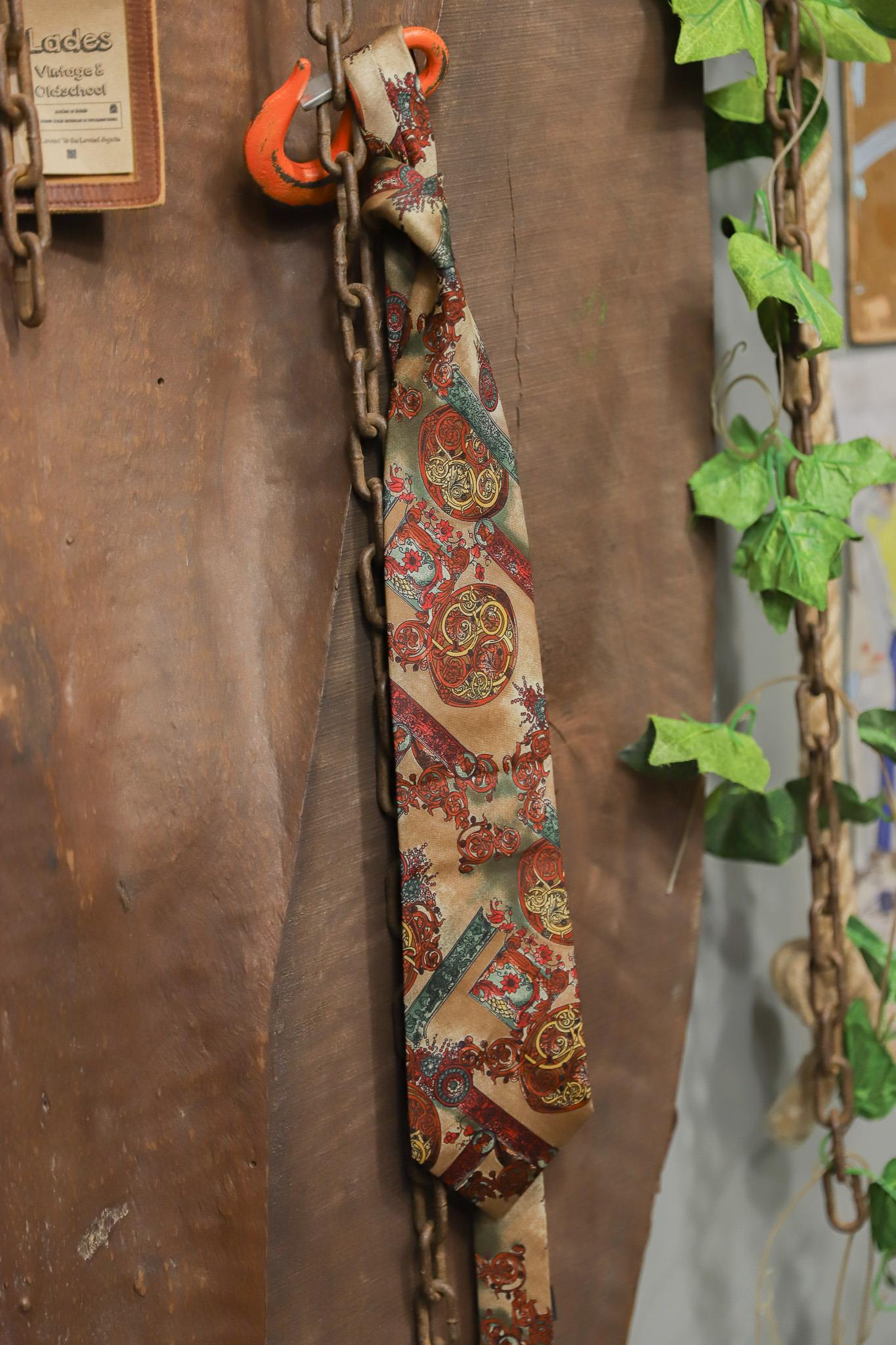 80s Ornate Barok İpek Kravat