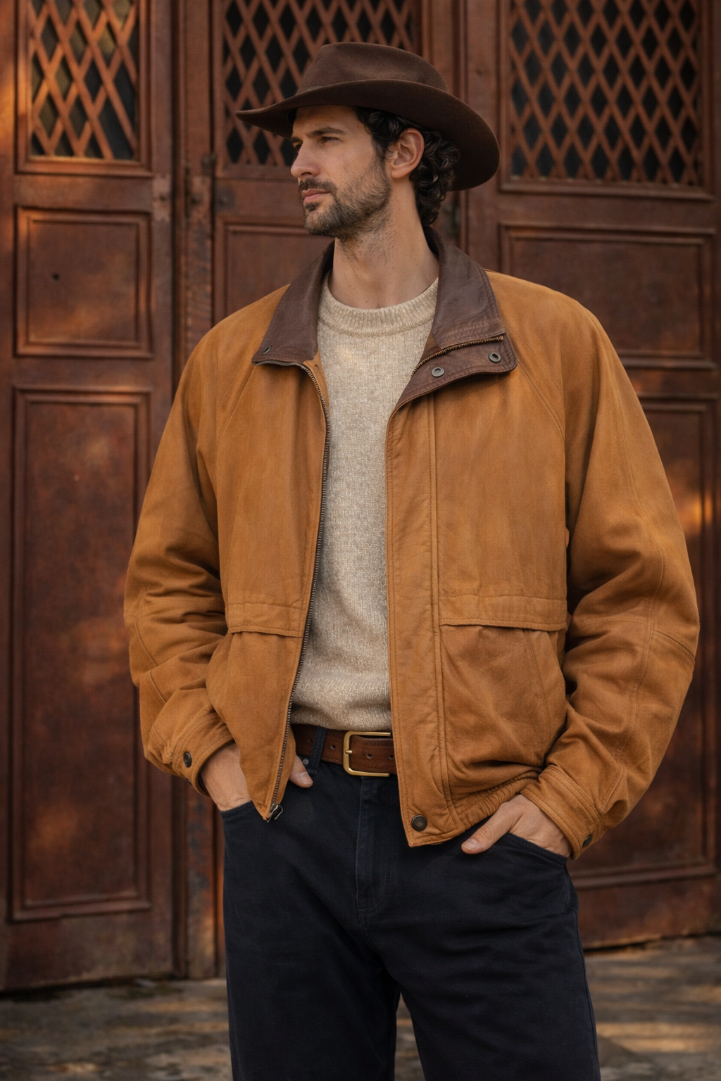 80s Oversize Kahve Deri Ceket