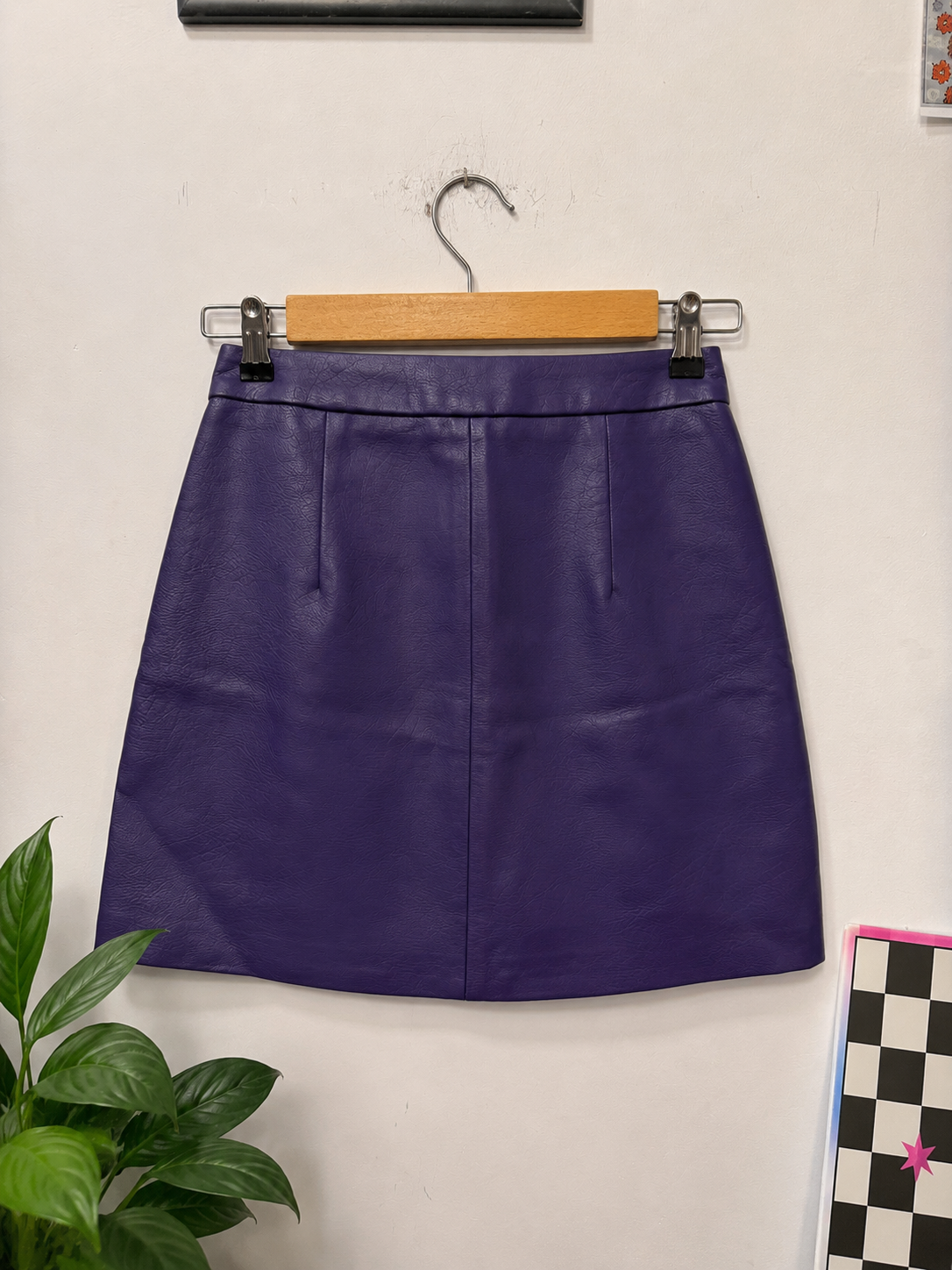 80s Purple Vegan Deri Etek