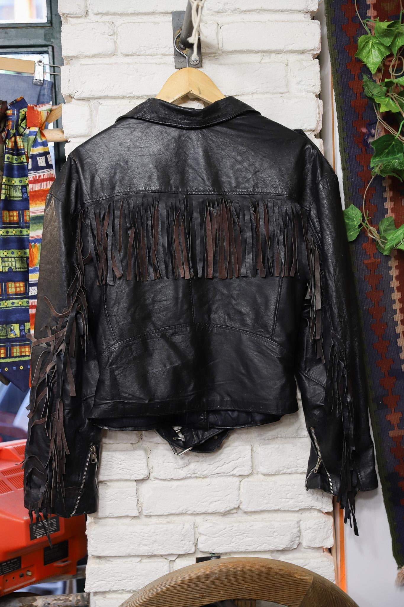 80s Rock Western Püsküllü Deri Ceket