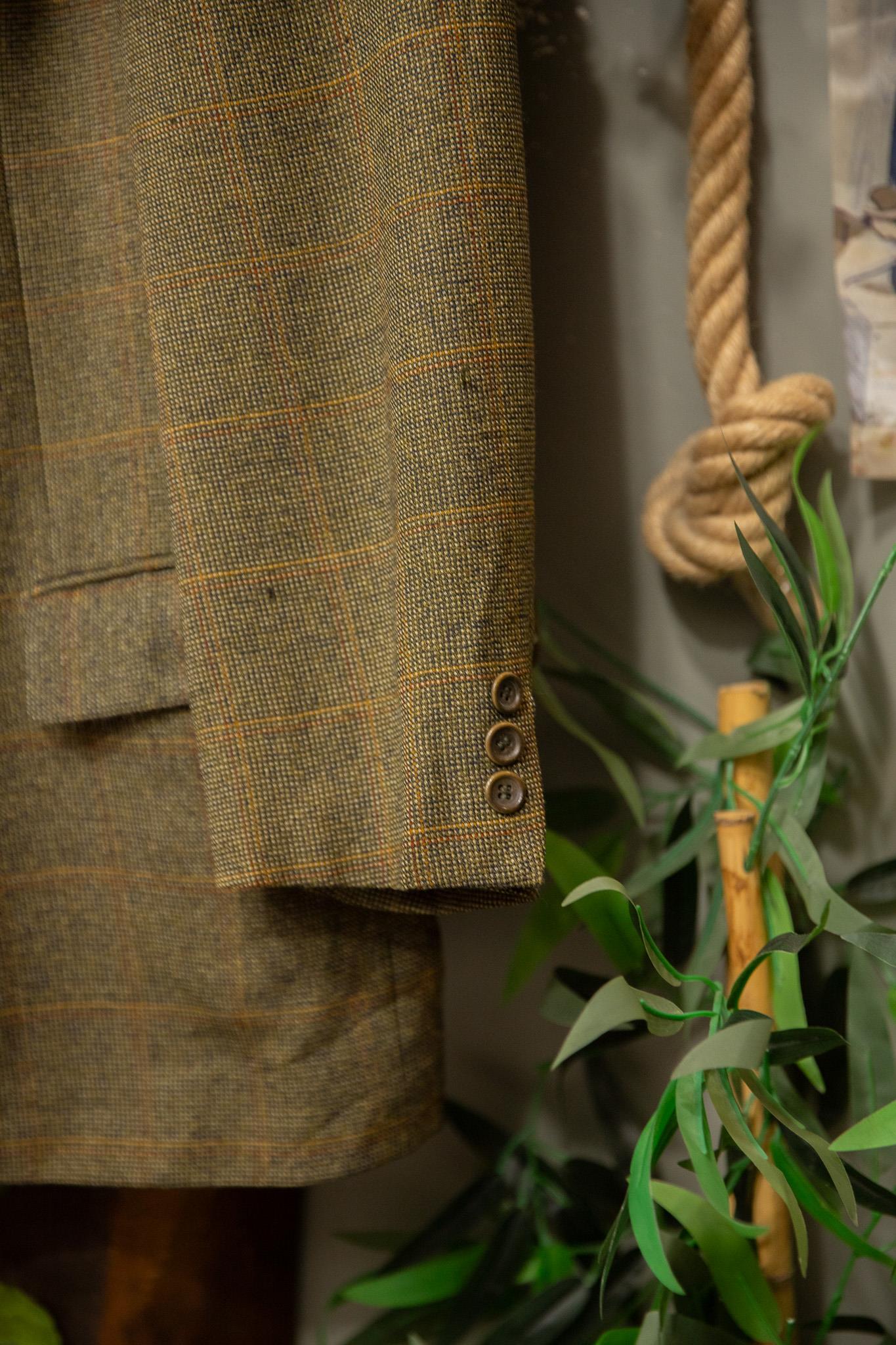 80s Tweed Oversize Green Wool Ceket